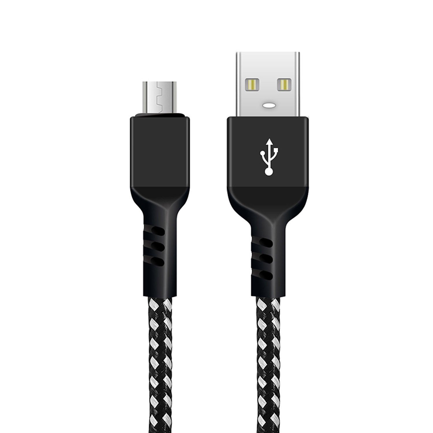 Maclean MCE483 USB-Kabel, Micro-USB, USB Typ A (200 cm), Unterstützt Schnellladefunktion [bis 2.4A], Nylon-Geflecht