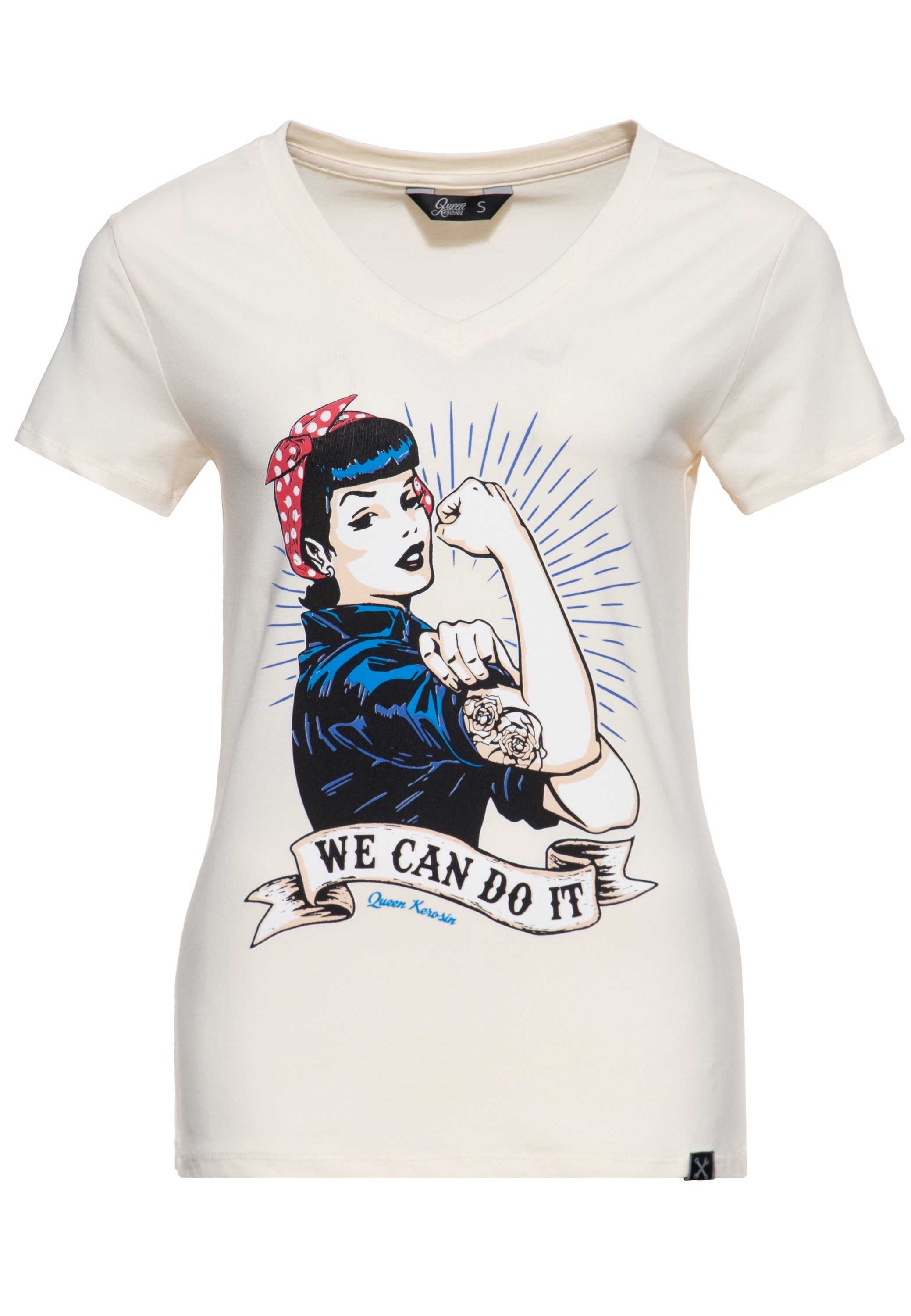 QueenKerosin Kurzarmshirt We can do it günstig online kaufen