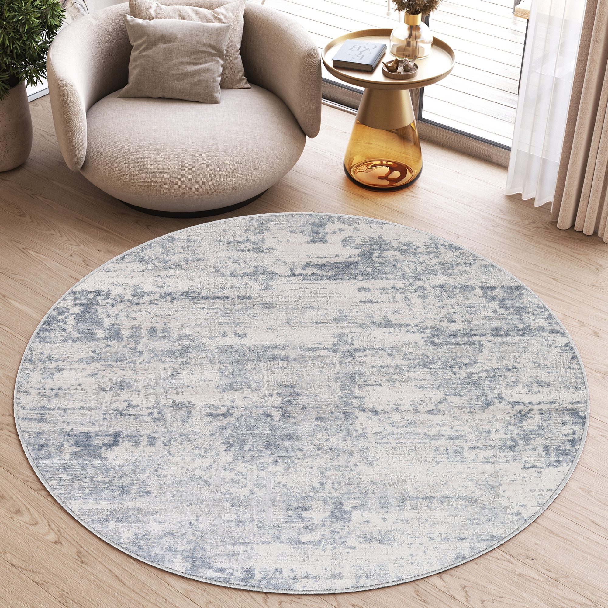 Tapiso Teppich SKY, rund, Höhe: 12 mm, Wohnzimmer, Schlafzimmer, modern Design, Rund