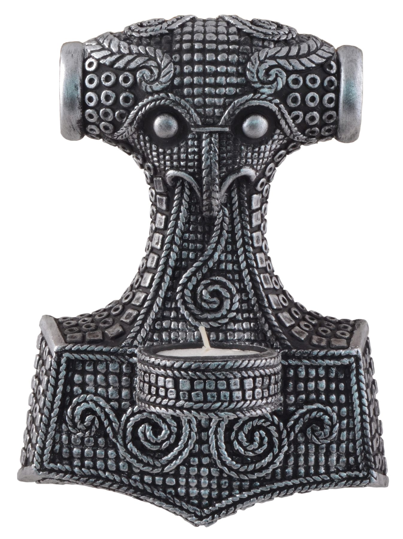Thor's Vogler Germanischer Teelichthalter Hammer - Teelichthalter wurden Hand Details 15x10x20cm versilbert, von Wandmontage, Gmbh direct ca. LxBxH: