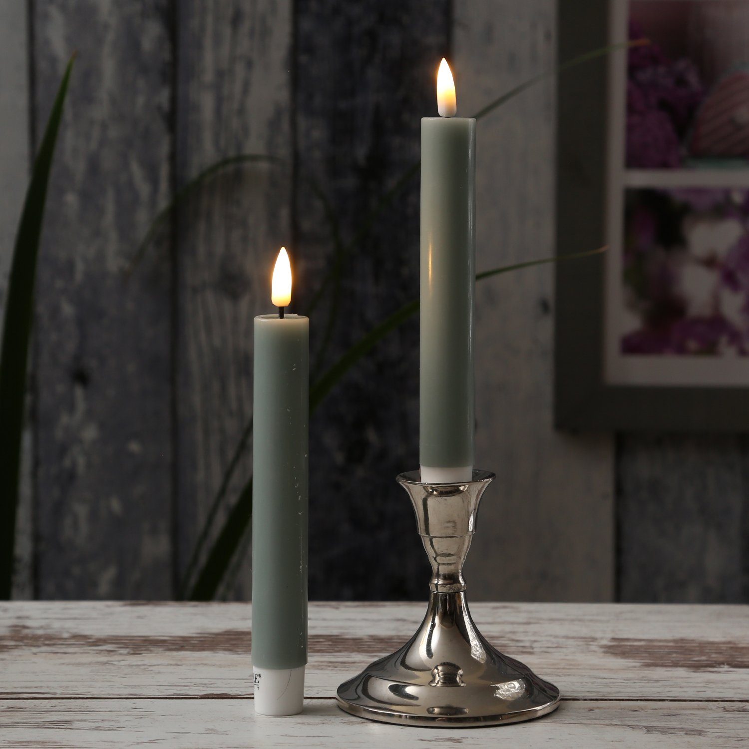 Deluxe Homeart LED-Kerze LED Stabkerzen Mia Dinner Tafelkerzen Echtwachs H: günstig online kaufen