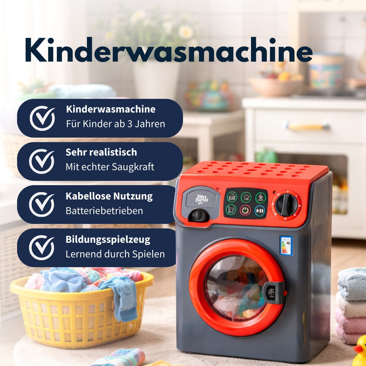 DIRT DEVIL Spielküche Dirt Devil Kinderwaschmaschine mit Licht und Sound Kunststoff