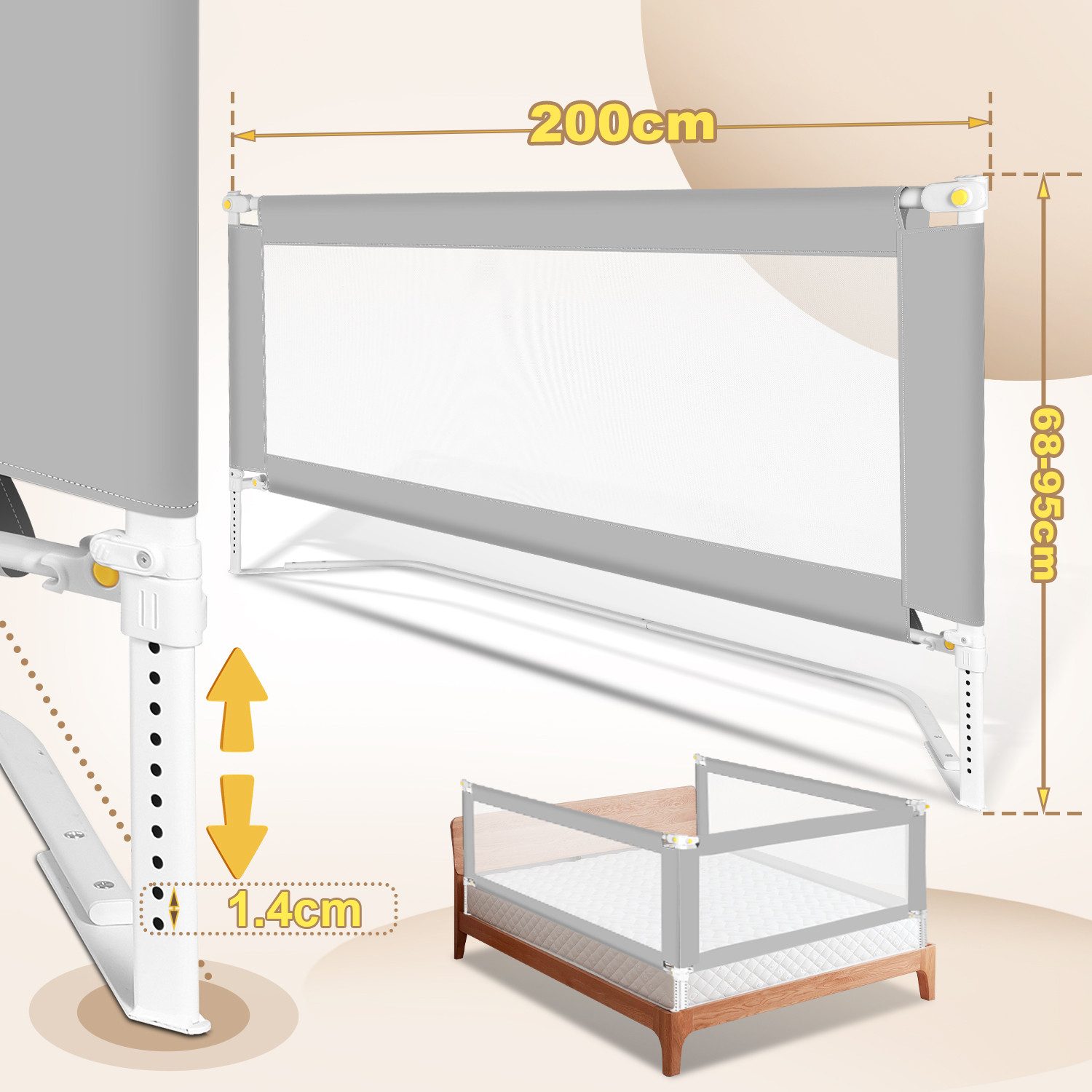 Clanmacy Bettschutzgitter Bettschutzgitter Bettgitter Kinderbettgitter Kind günstig online kaufen