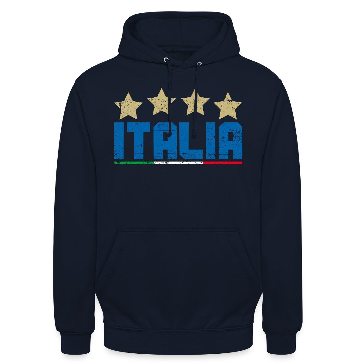 Spreadshirt Hoodie Italien Vier Sterne Weltmeister Fußball Unisex Hoodie (1-tlg) Unisex-Schnitt: Sitzt bei Männern körpernah, bei Frauen weit