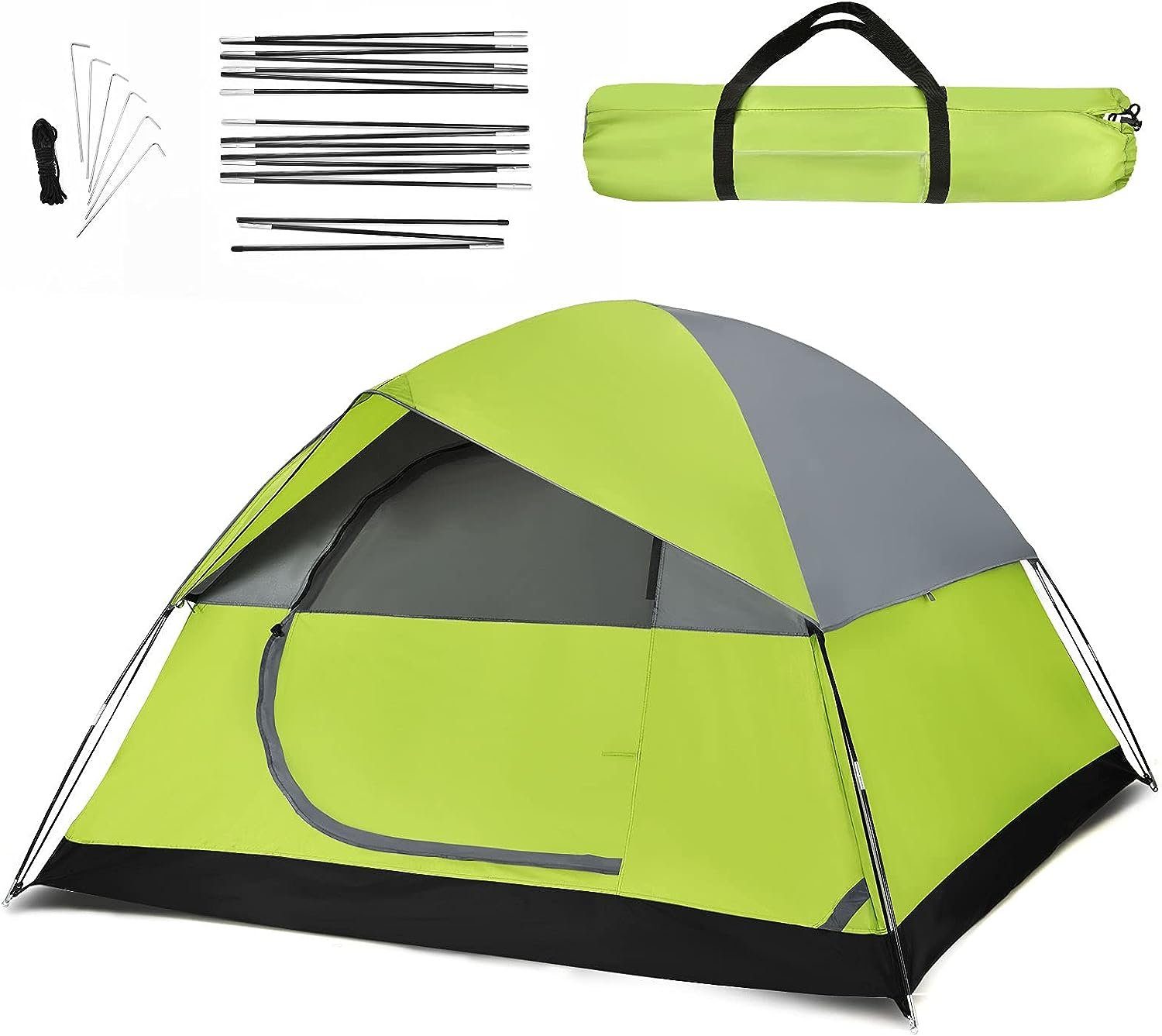 KOMFOTTEU Kuppelzelt Campingzelt, Personen: 2, wasserdichtes Zelt mit Bodennägeln & Seilen