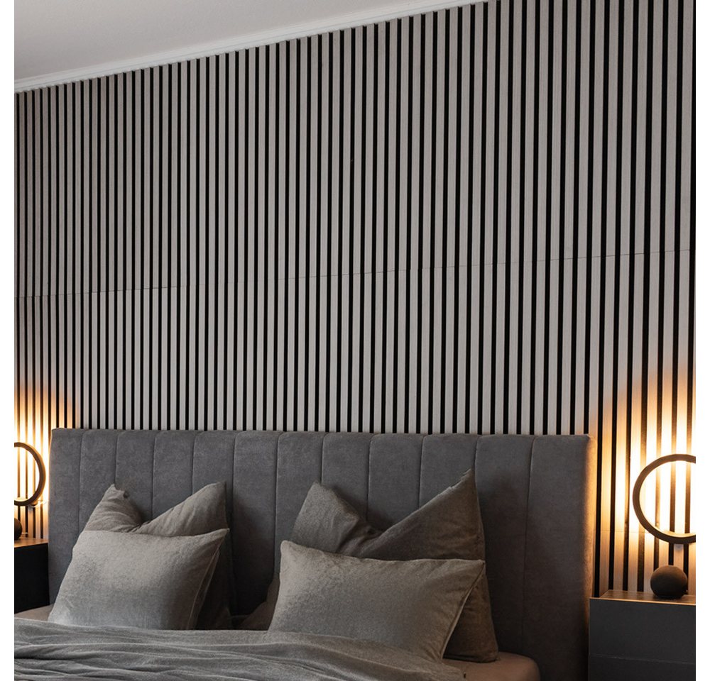 HOME DELUXE Wandpaneel Akustikpaneel / Lamellenwand SONIC, BxL: 40,00x80,00 cm, 0,32 qm, (Schalldämpfend, 1-tlg., Individuell kürzbar und zuschneidbar) Holzwand, Akustik Wand Paneele, Akustik Paneel