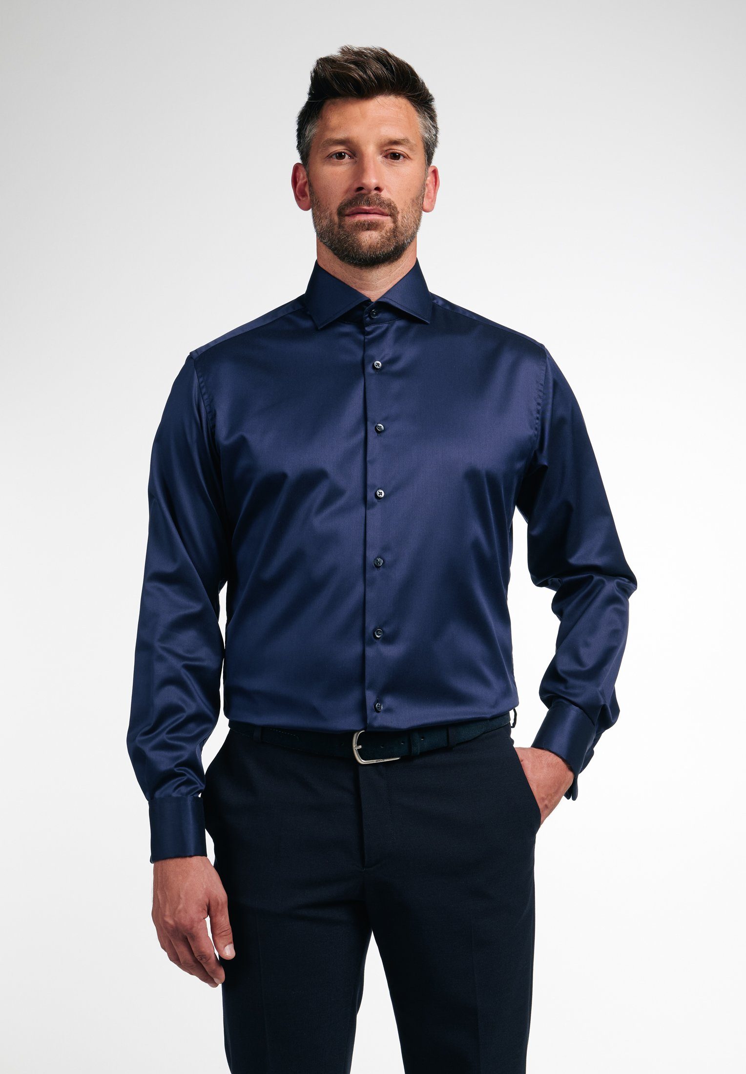 Eterna Langarmhemd MODERN FIT dunkelblau | Businesshemden