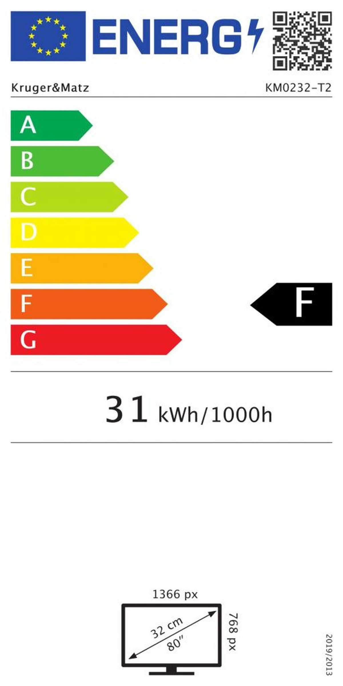 Krüger & Matz KM0232-T2 LED-Fernseher (81.28 cm/32 Zoll, HD-ready)