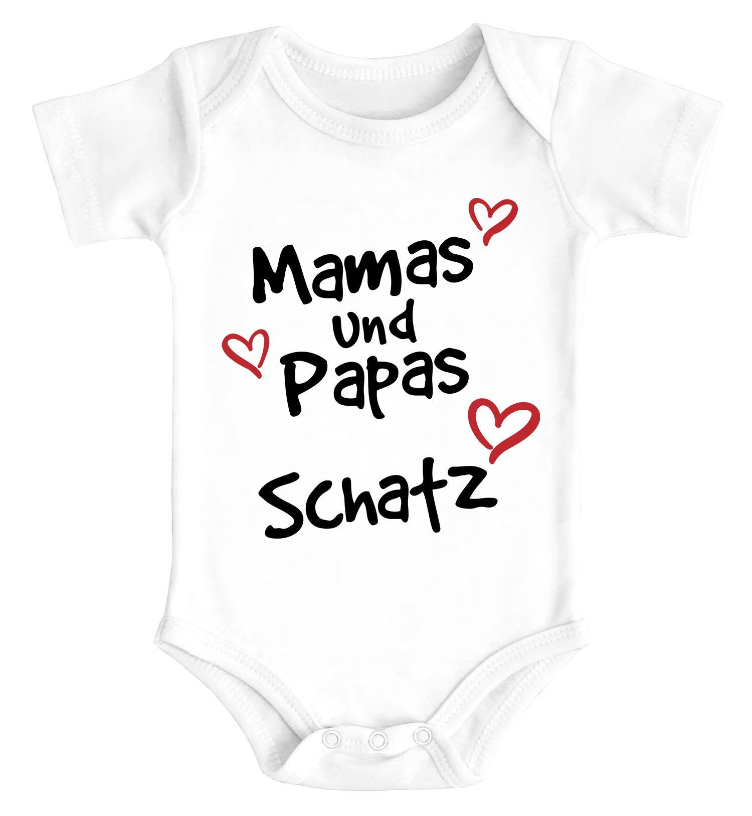 Body Baby Body mit Spruch Mamas/Papas Schatz mit Herzen Bio-Baumwolle
