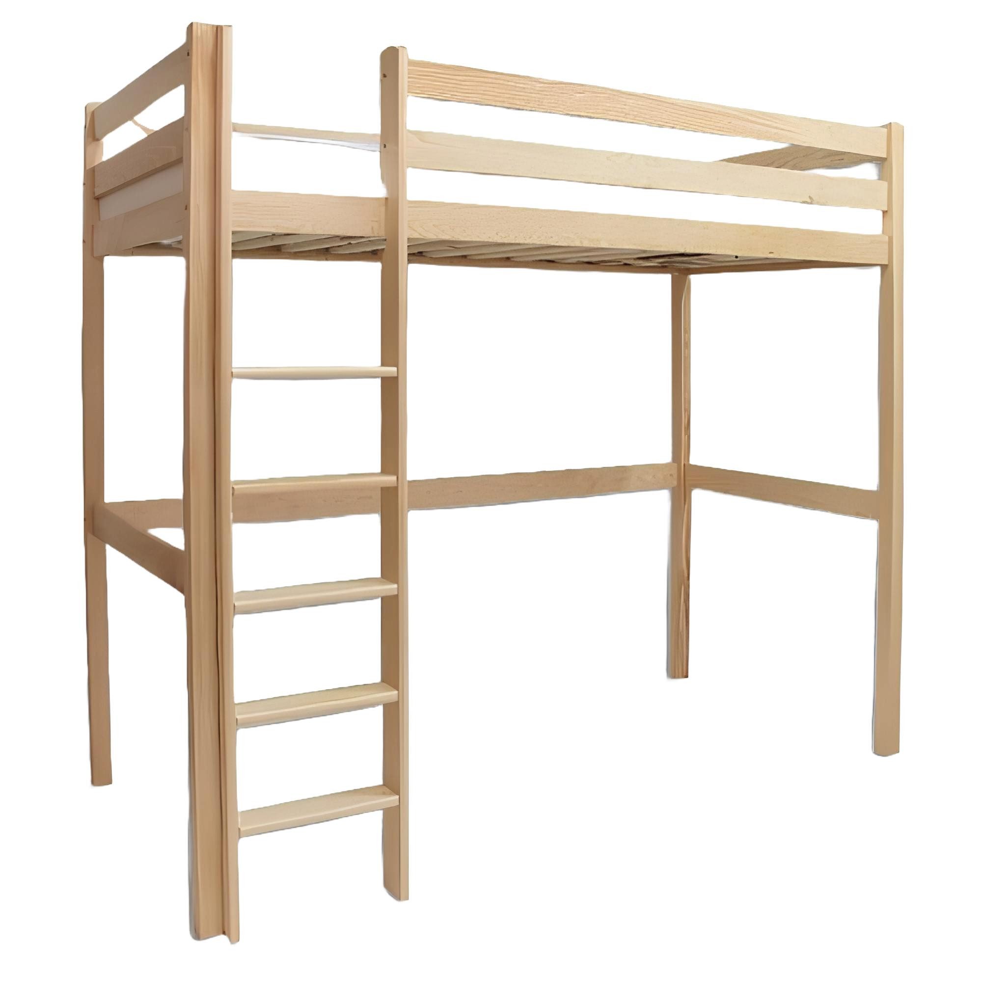 Xlmoebel Bett Hochbett aus Vollholz mit Leiter für Kinderzimmer (Bett, 1-tlg., Bett), Hergestellt in Europa