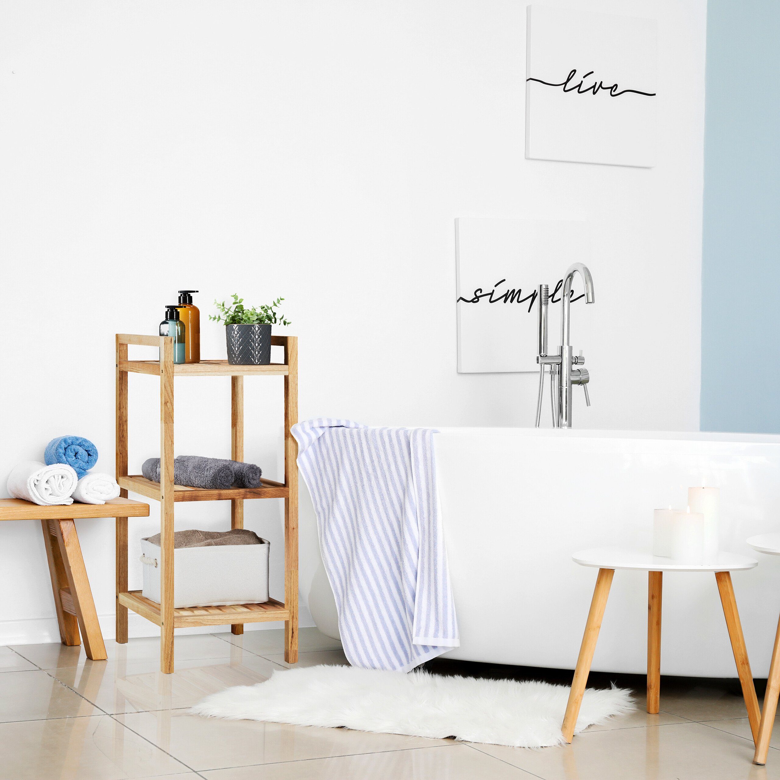 relaxdays Badregal Walnuss 3 Ablage günstig online kaufen