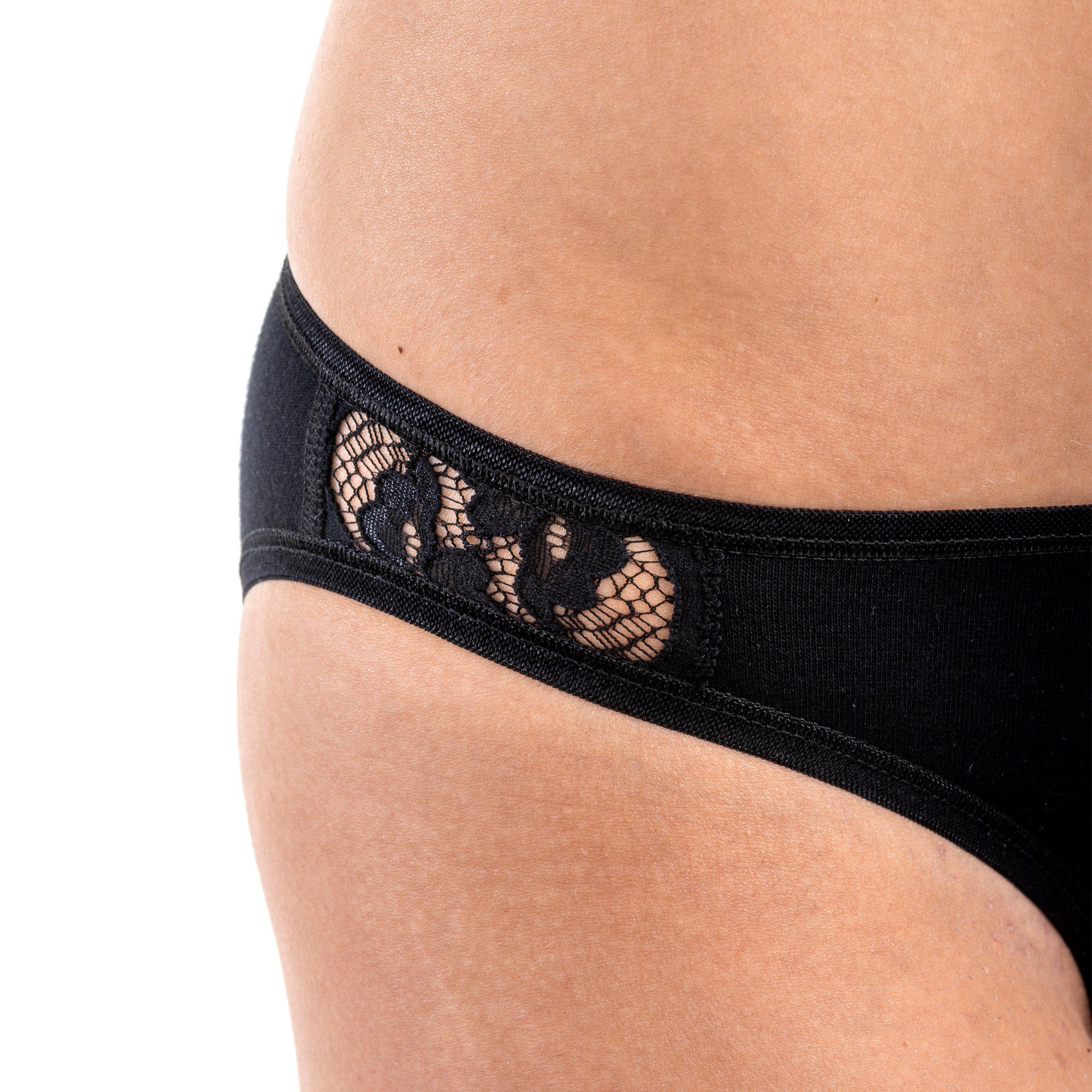 HERMKO Bikinislip 503270 Damen Mini Slip mit schöner seitlicher Spitze günstig online kaufen