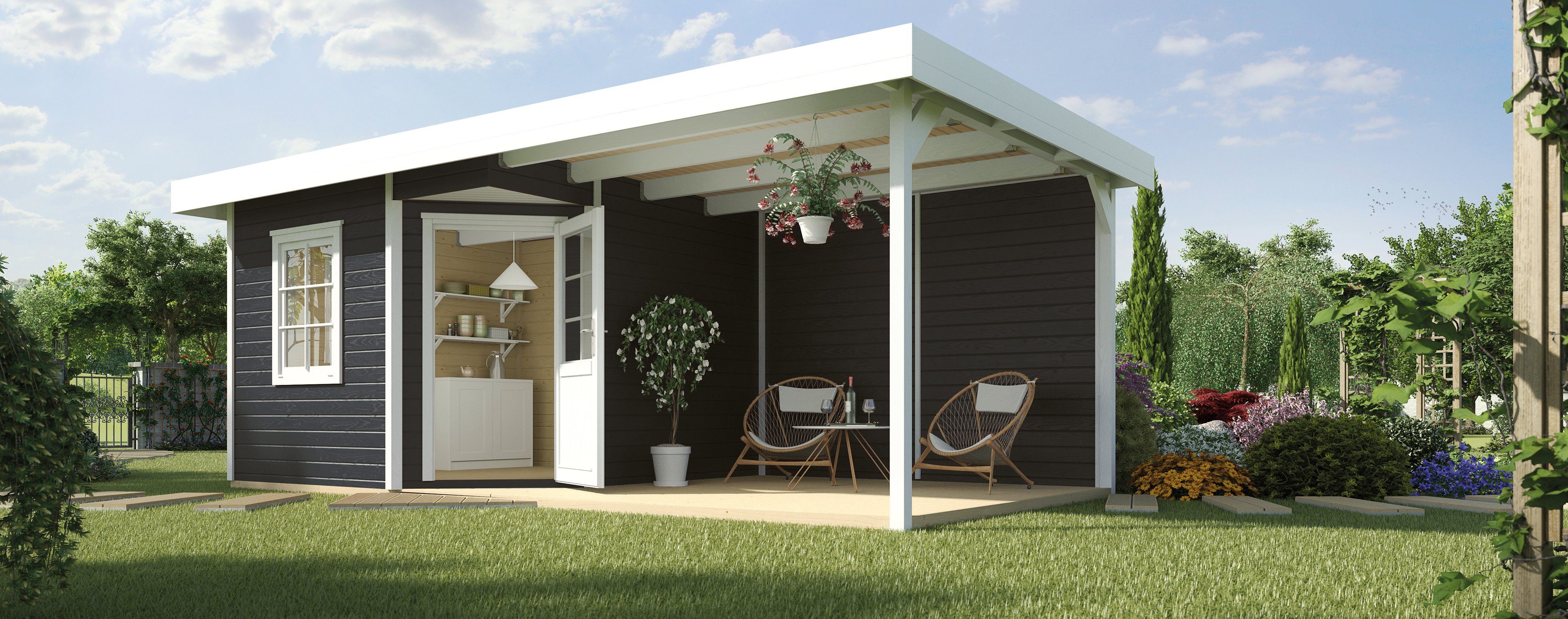 weka Gartenhaus Designhaus 213B Gr.1, BxT: 586x278 cm, (Set)