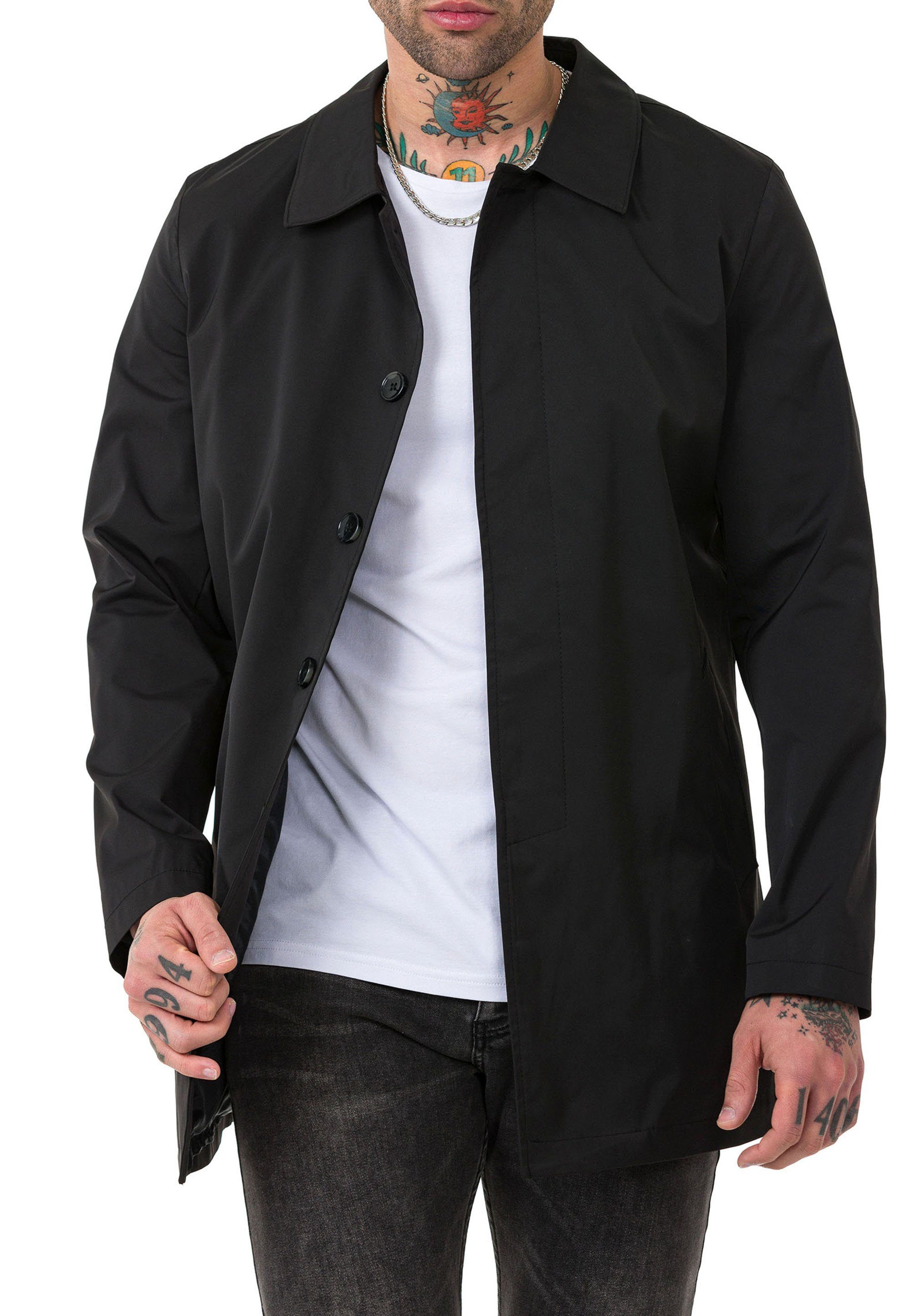 RedBridge Trenchcoat Red Bridge Herren Mantel Trenchcoat Jacke Premium Qualität Schwarz