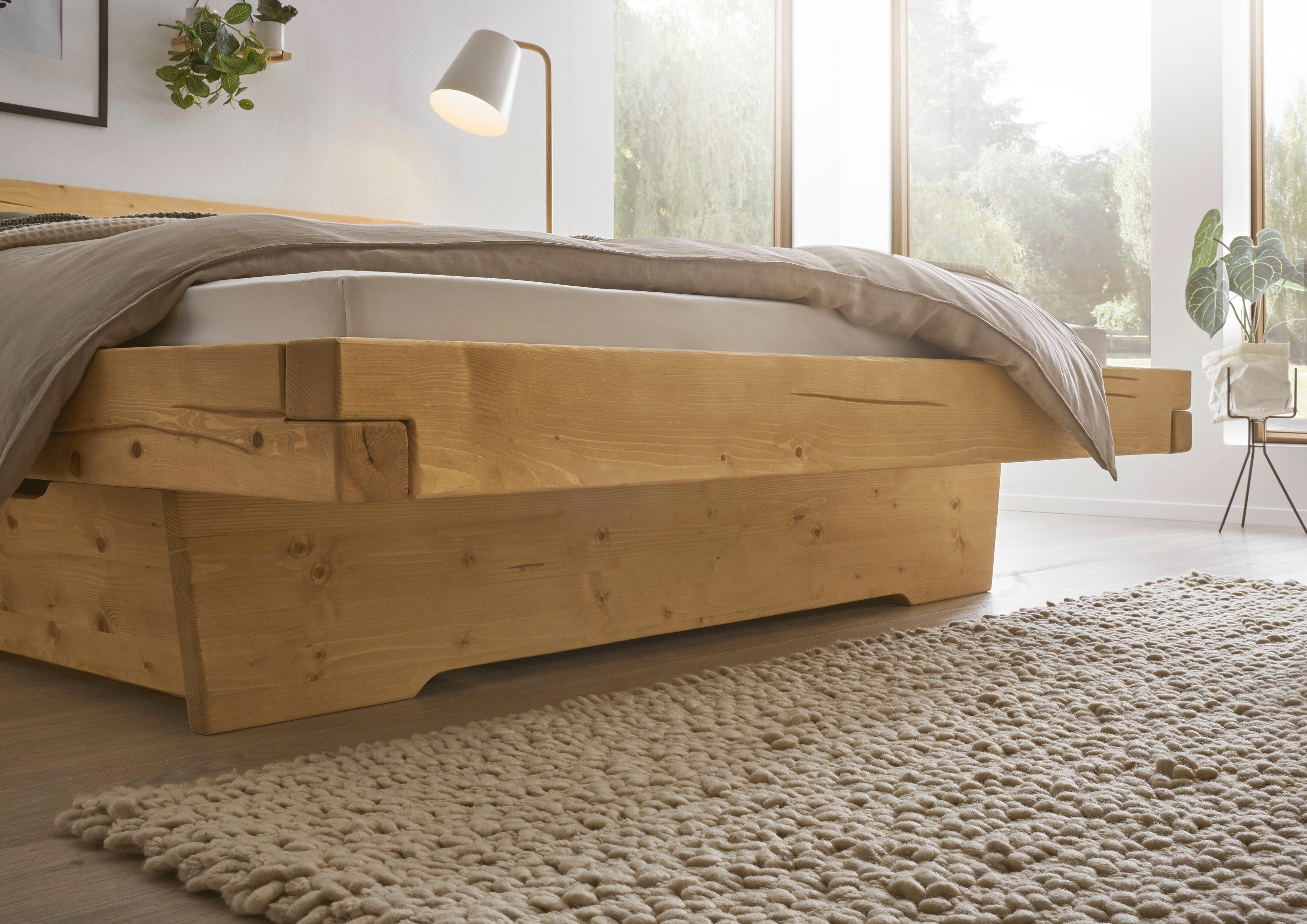 Massivholzbett Fichte Schlafkontor Rusa, in 180x200 erhältlich mit Bettschubkästen cm, optional