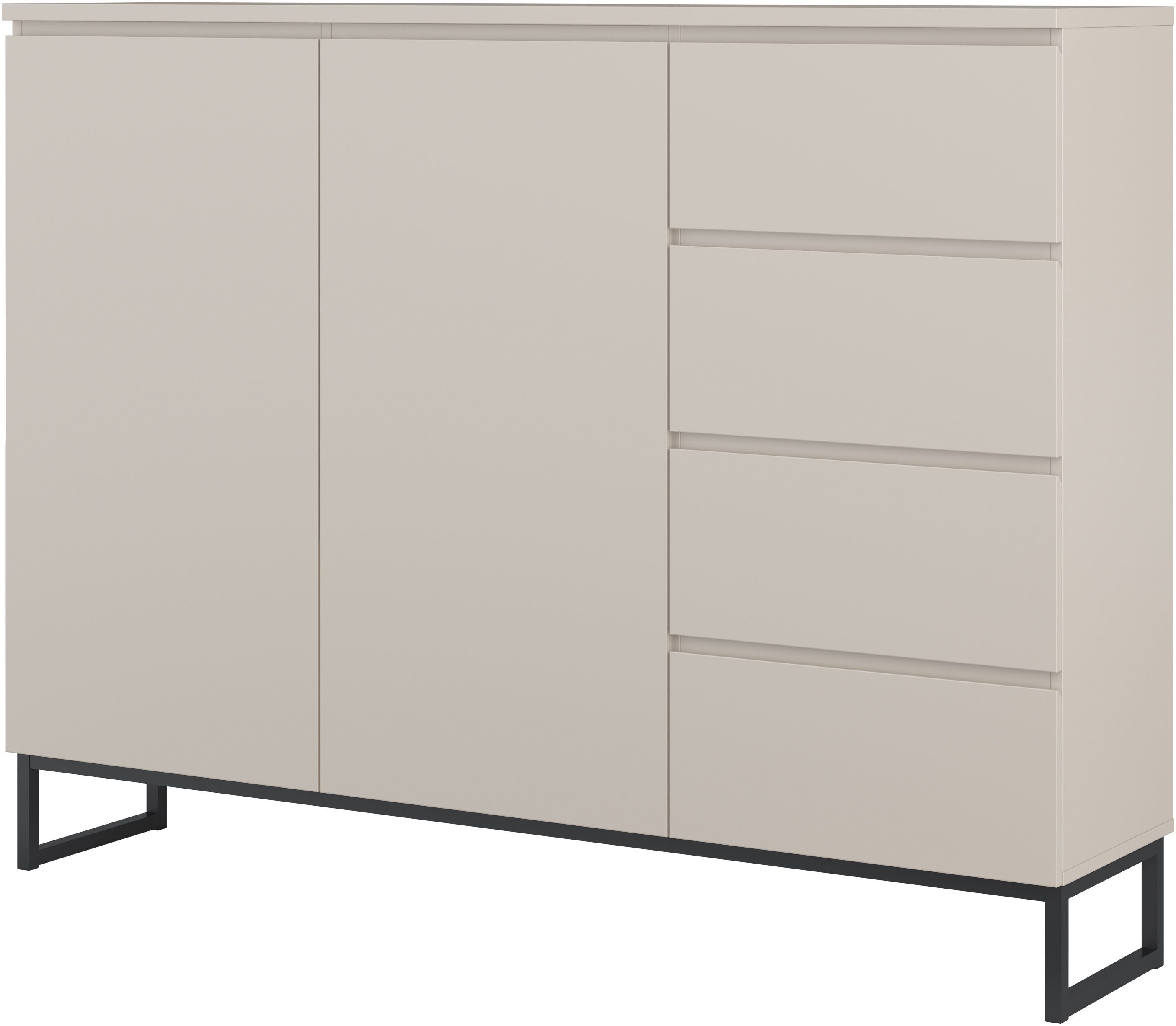 OTTO home Sideboard Modo II, Breite 150 cm, moderne grifflose Kommode 2Türen/4 SK, Schubladenschrank viel Stauraum, Einlegeböden verstellbar, Metallkufen