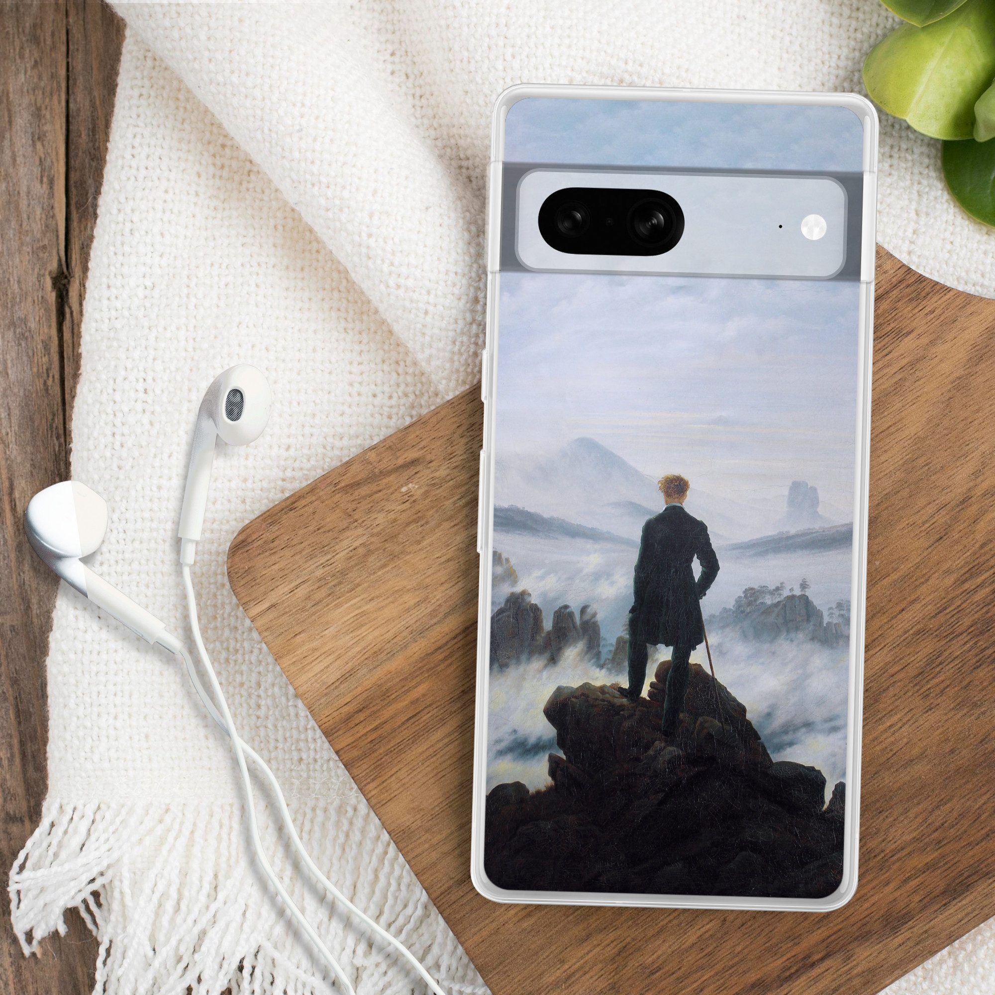 MuchoWow Handyhülle für Google Pixel 7 Der Wanderer über dem Nebelmeer - Caspar David Frie, Phone Case, Silikon, Schutzhülle Dünn