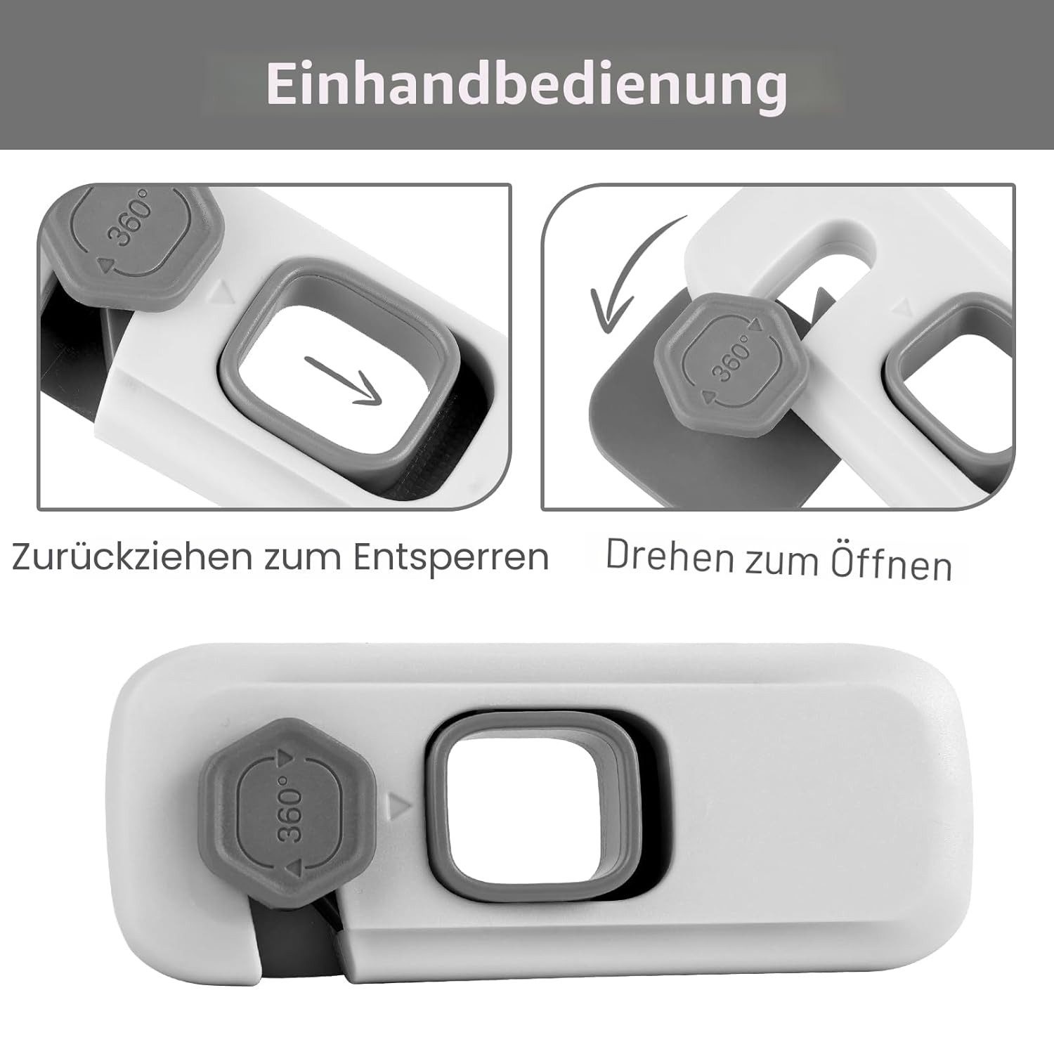 FELIXLEO Kindersicherung 5er Kindersicherung Schrank Schubladensicherung Baby ohne Bohren Grau