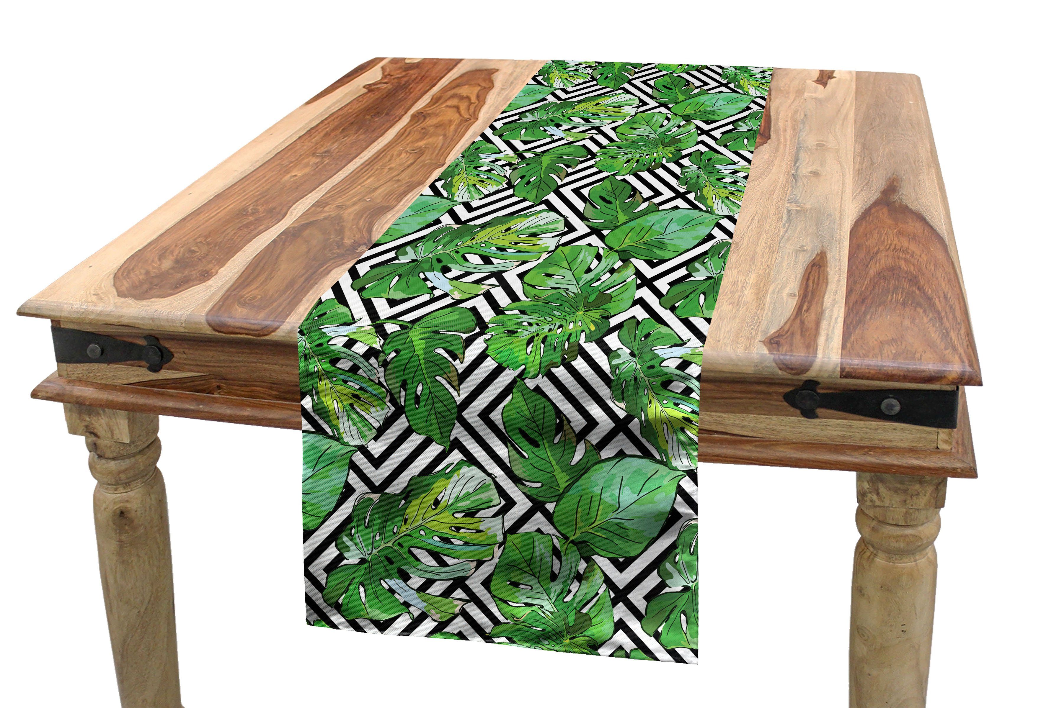 Abakuhaus Tischläufer Esszimmer Küche Rechteckiger Dekorativer Tischläufer, Baum Makro-Palme-Blätter