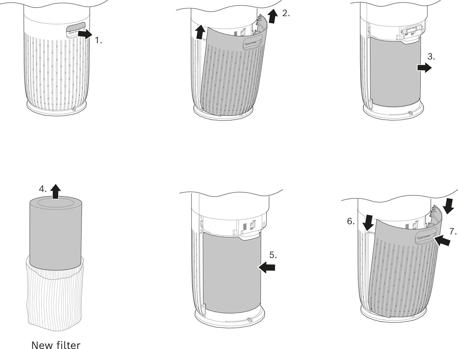 BOSCH Kombifilter 4-in-1 HEPA Filter mit Hocheffizienter Aktivkohle- und Bakterienfilter, Zubehör für Luftreiniger Air 6000 und Air 6000i