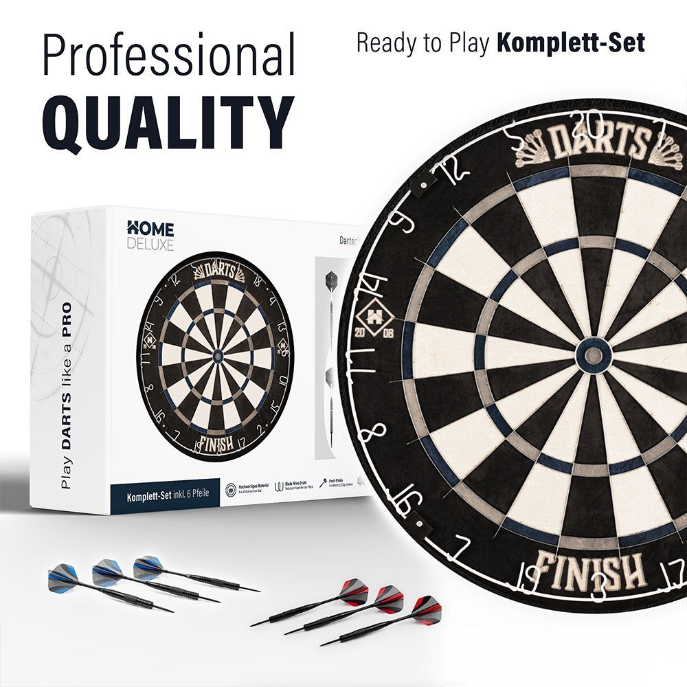 HOME DELUXE Dartscheibe inkl. Surround GOOD DARTS, inkl. 6 Pfeile, Wandschutz und Aufhängung
