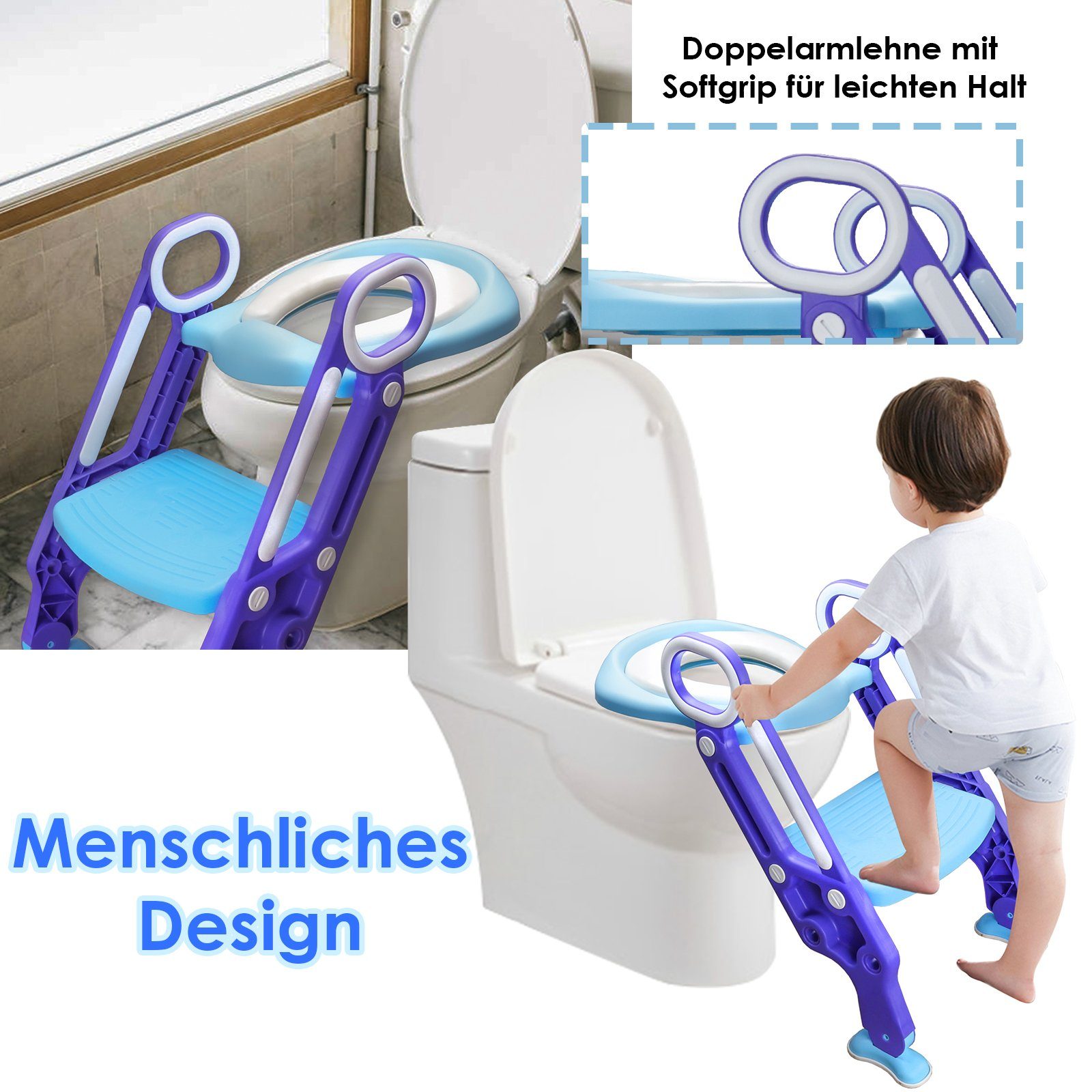 Lospitch Toilettentrainer Toilettentrainer WC Sitz Treppe mit Kindertoilette Töpfchentrainer