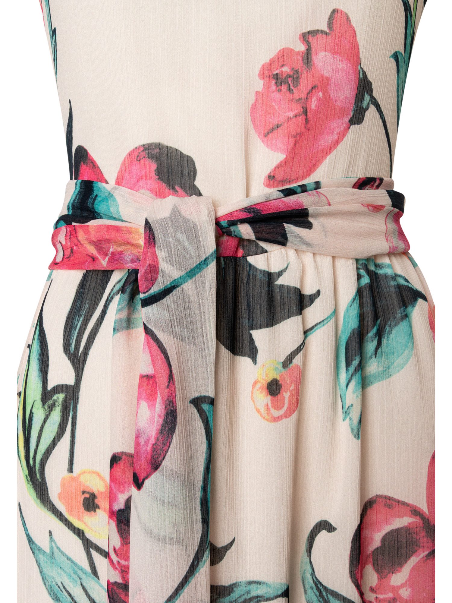 MORE&MORE Blusenkleid feminines, fließendes Maxikleid, Flowers