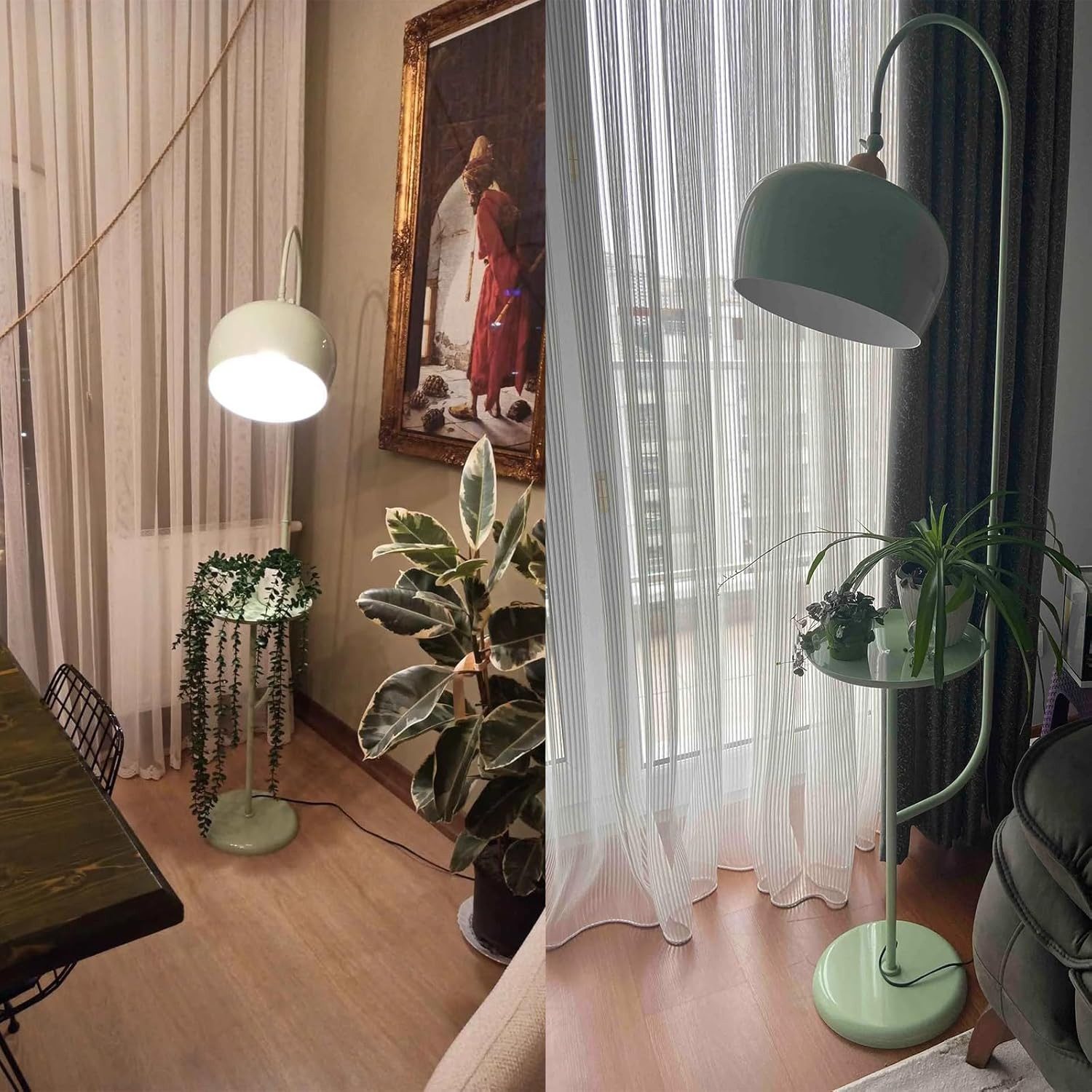 Bamyum Stehlampe Gorkiede Stehlampe aus Metall mit E27, verstellbarer Lampenschirm, ohne Leuchtmittel, E27, verstellbarer Lampenschirm, Stehluchte mit Ablage