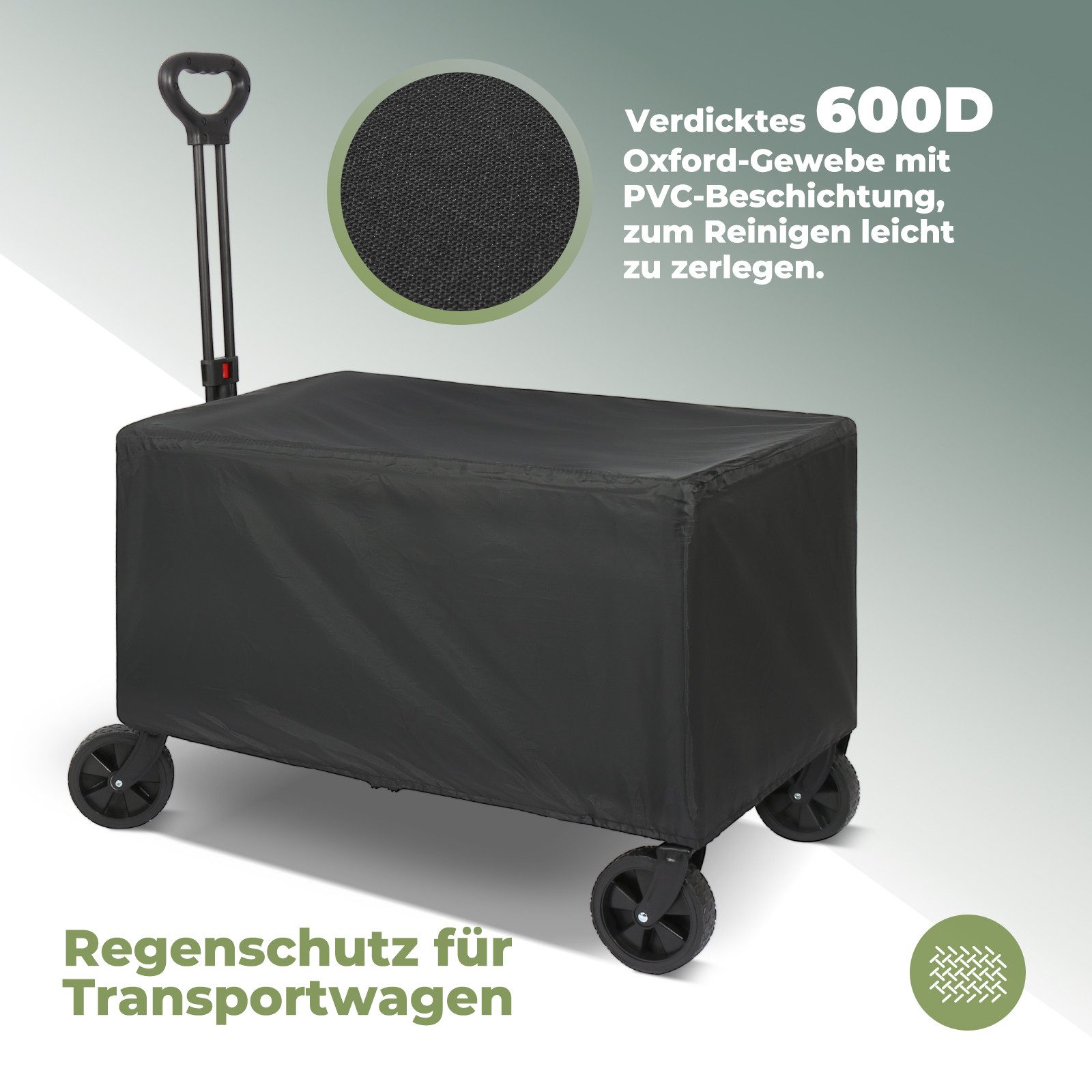 HOMECALL Bollerwagen Gartenwagen bis 150kg Handwagen Strandwagen Klappbar Transportwagen (Inkl. Regenabdeckung! Kapazität erweiterbar durch 2 Aufbewahrungstaschen, 120L+ , Campingwagen mit Reflektorstreifen), Für Einkaufen, Camping, Garten, Dogs
