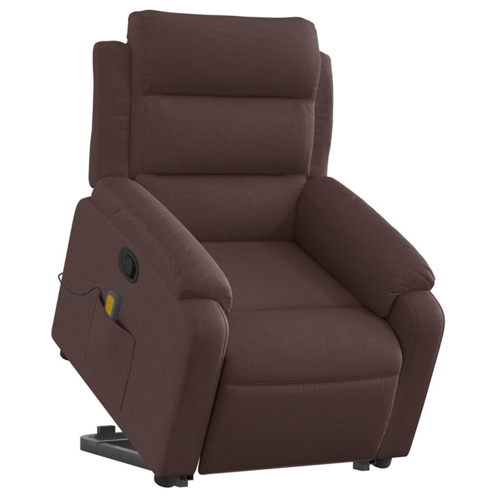 vidaXL Sessel Massagesessel mit Aufstehhilfe Dunkelbraun Stoff (1-St)