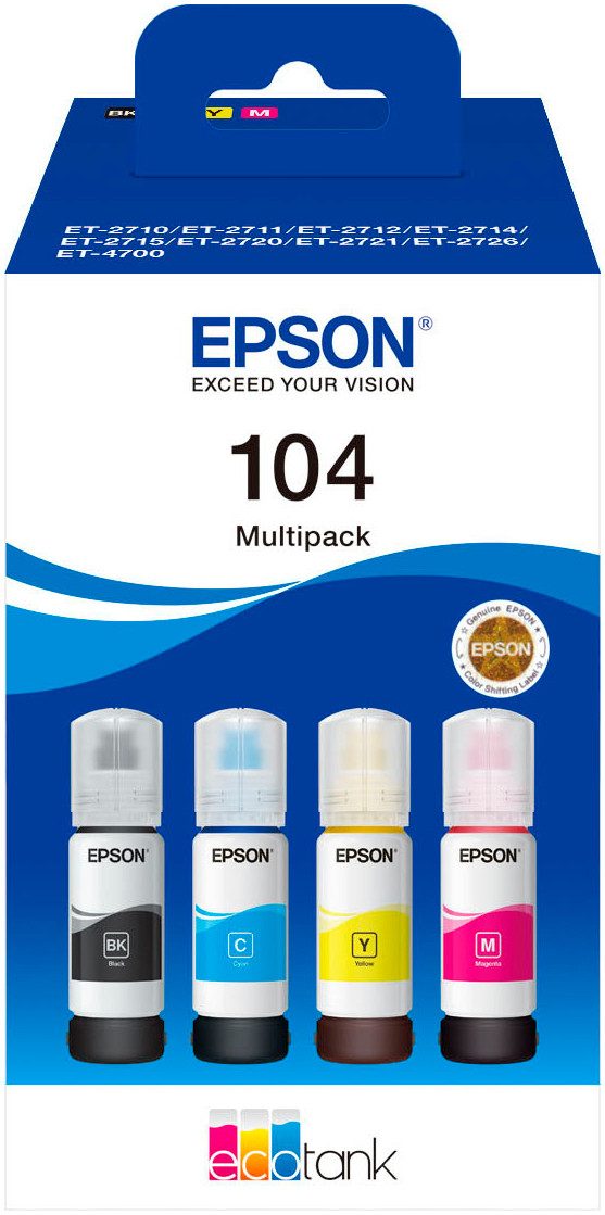 Epson 104, original Epson ecotank Tintenpatrone (Packung, 4-tlg., Multipack)