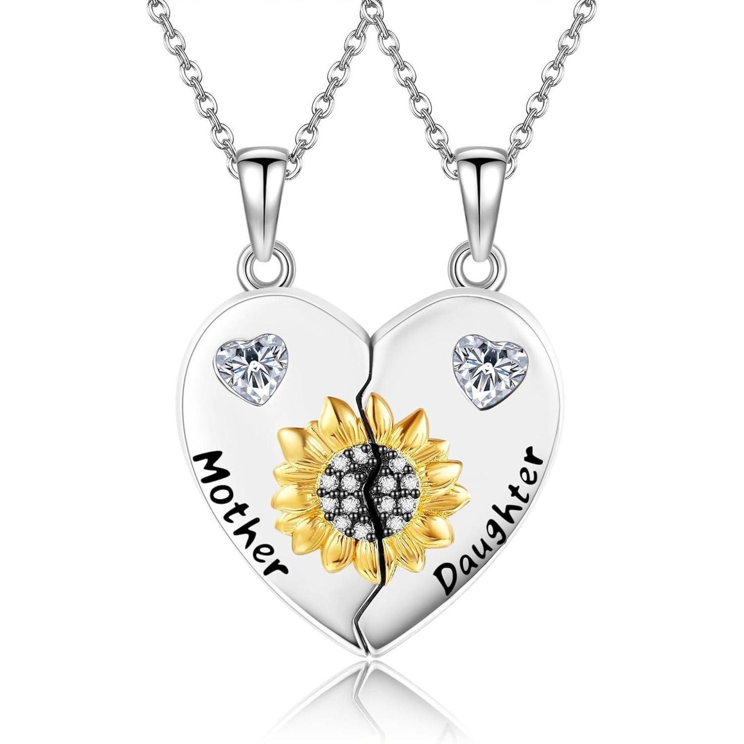 LuxusKollektion Partnerkette Halsketten 2 Matching Anhänger Yin Yang 925 Silber Mutter und Tochter