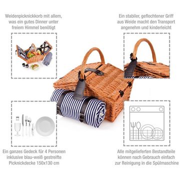 SÄNGER Picknickkorb »Sylt« (Set, 24 St., Picknickkorb), 4 Personen, Picknickdecke & Geschirr