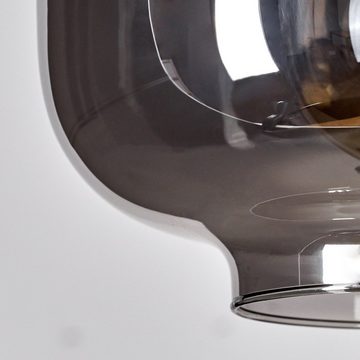 hofstein Hängeleuchte »Apecchio« moderne Hängelampe aus Metall/Glas in Schwarz/Rauchfarben, ohne Leuchtmittel, Pendelleuchte mit Schirm aus Echtglas (24cm), Höhe max. 160cm, 1xE27