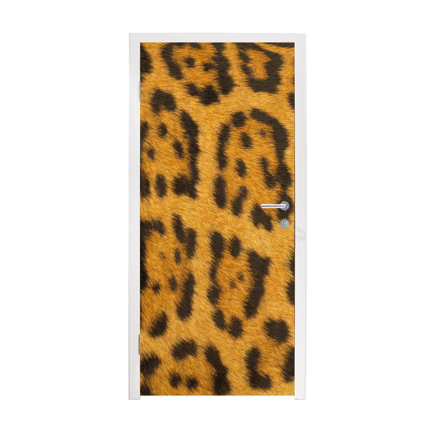 MuchoWow Türtapete Leopardenfell, Matt, bedruckt, (1 St), Fototapete für Tür, Türaufkleber, 75x205 cm
