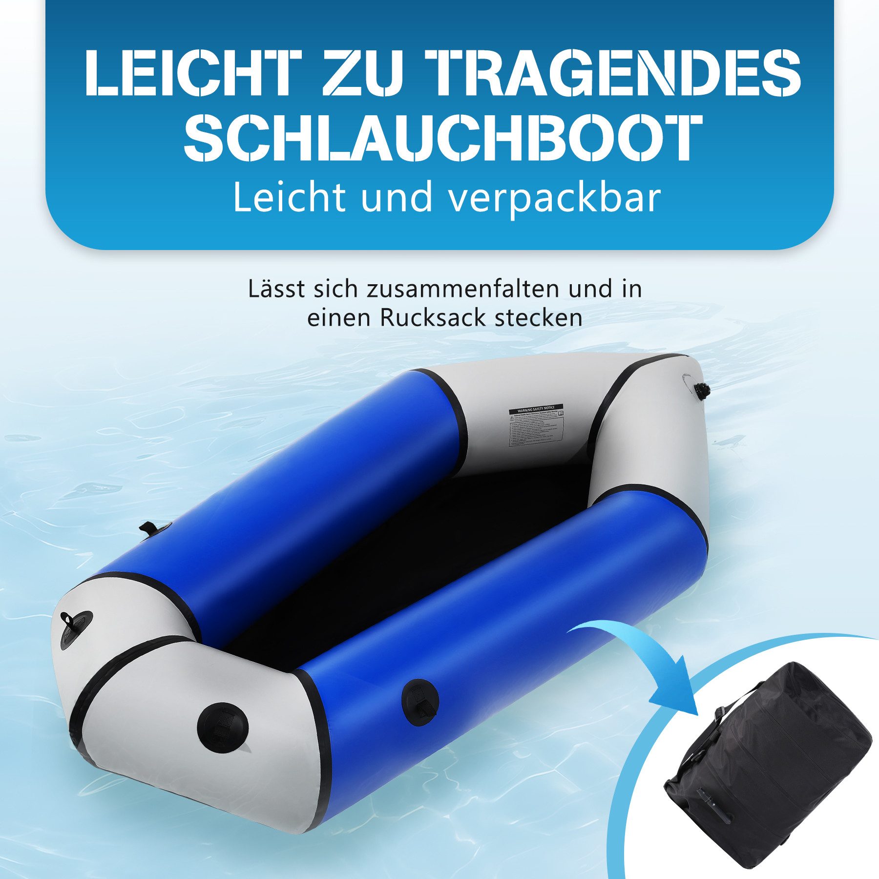 HomeMiYN Schlauchboot Schlauchboot, 1-2 Personen - inkl.aufblasbares Kissen Kajak