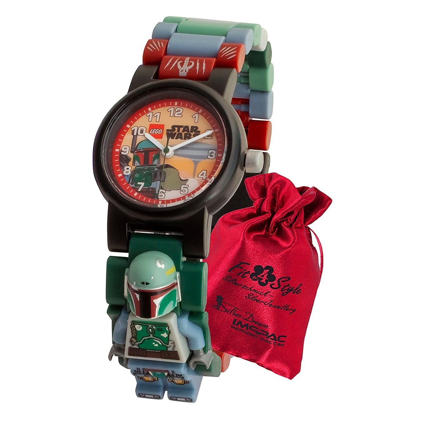 LEGO® Quarzuhr »LEGO Star Wars Boba Fett Kinder Uhr«, (Armbanduhr), Kinder  Armbanduhr klein (ca. 28mm), Kunststoffarmband grün, rot, grau, Fashion