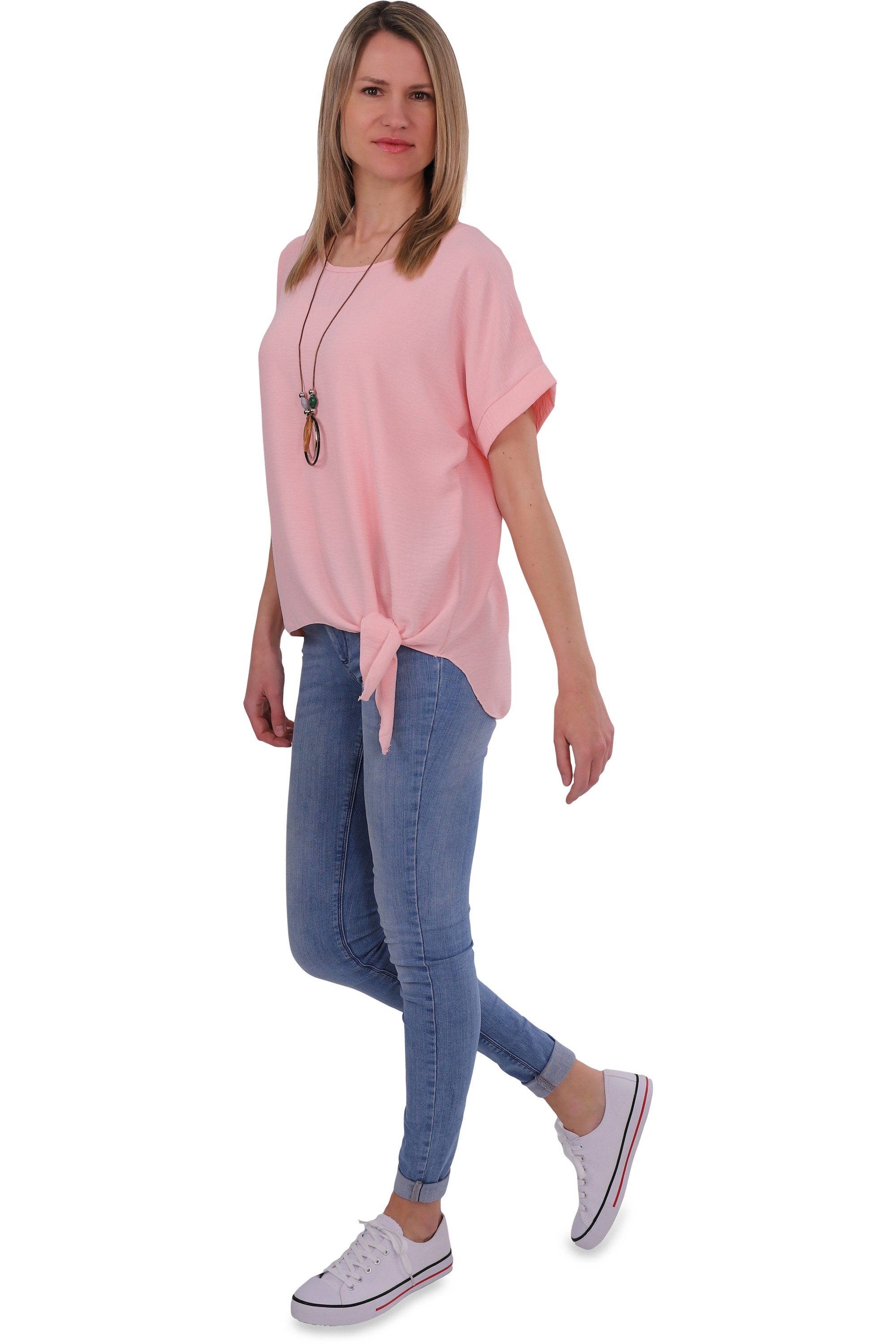 malito more than fashion Blusenshirt malito Damen Blusenshirt 10508 mit Bindeknoten und Kette Einheitsgröße – Bild 5 von 5