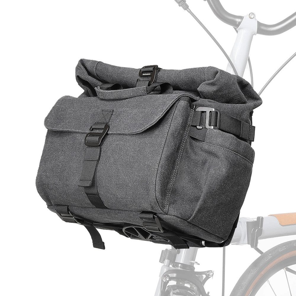 ROCKBROS Lenkertasche Fahrradtasche Rucksacktasche Faltradtasche (Spar-Set, 1-tlg., 9, 7-15 l erweiterbar), 2-in-1 Tasche & Rucksack, Rollverschluss, 15 l