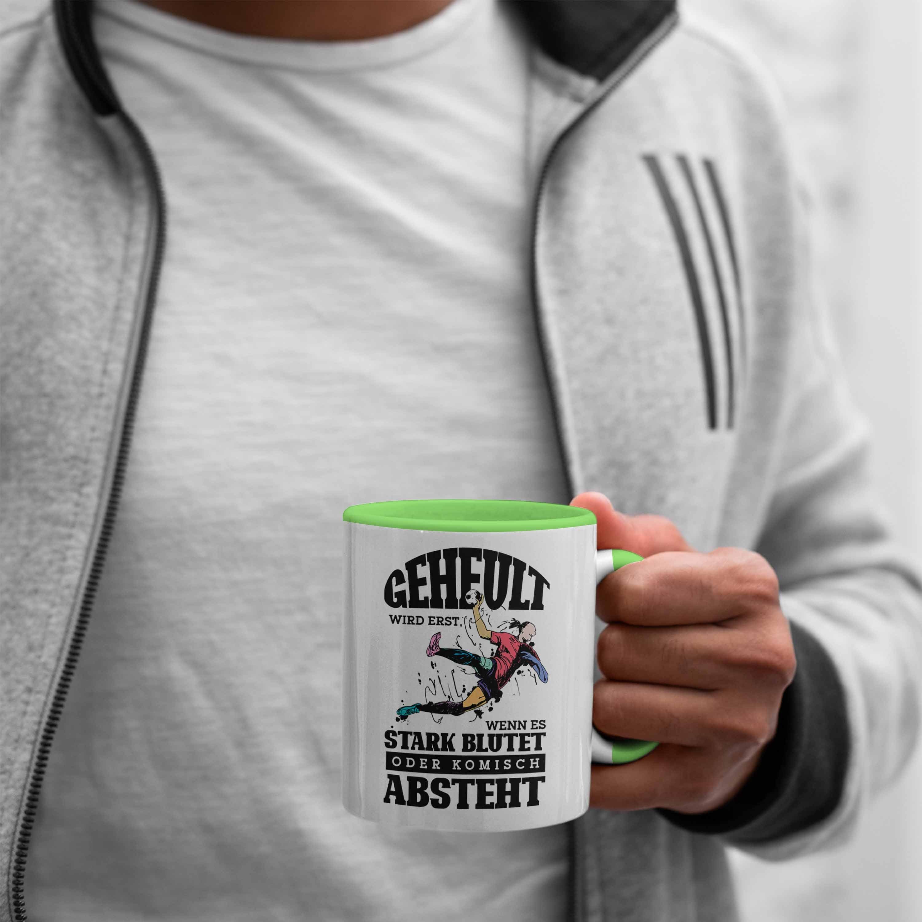 Trendation Tasse Lustige Handball-Tasse Geheult Handballspieler Wird Geschenk Erst Grün für