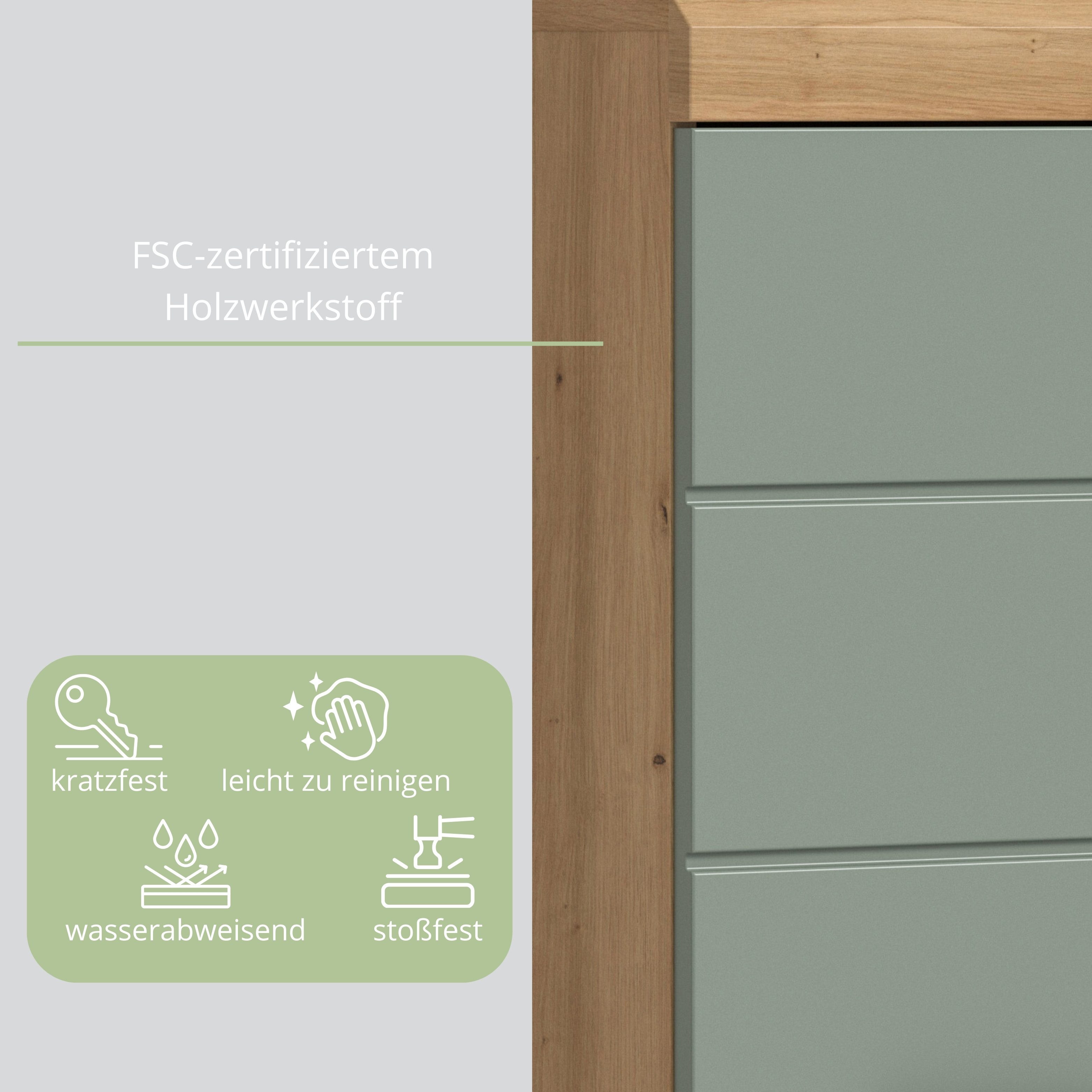 furnling Waschbeckenunterschrank Scott 2 Schubladen, Badmöbel, Badschrank, Badunterschrank, 60 cm breit – Bild 5 von 5
