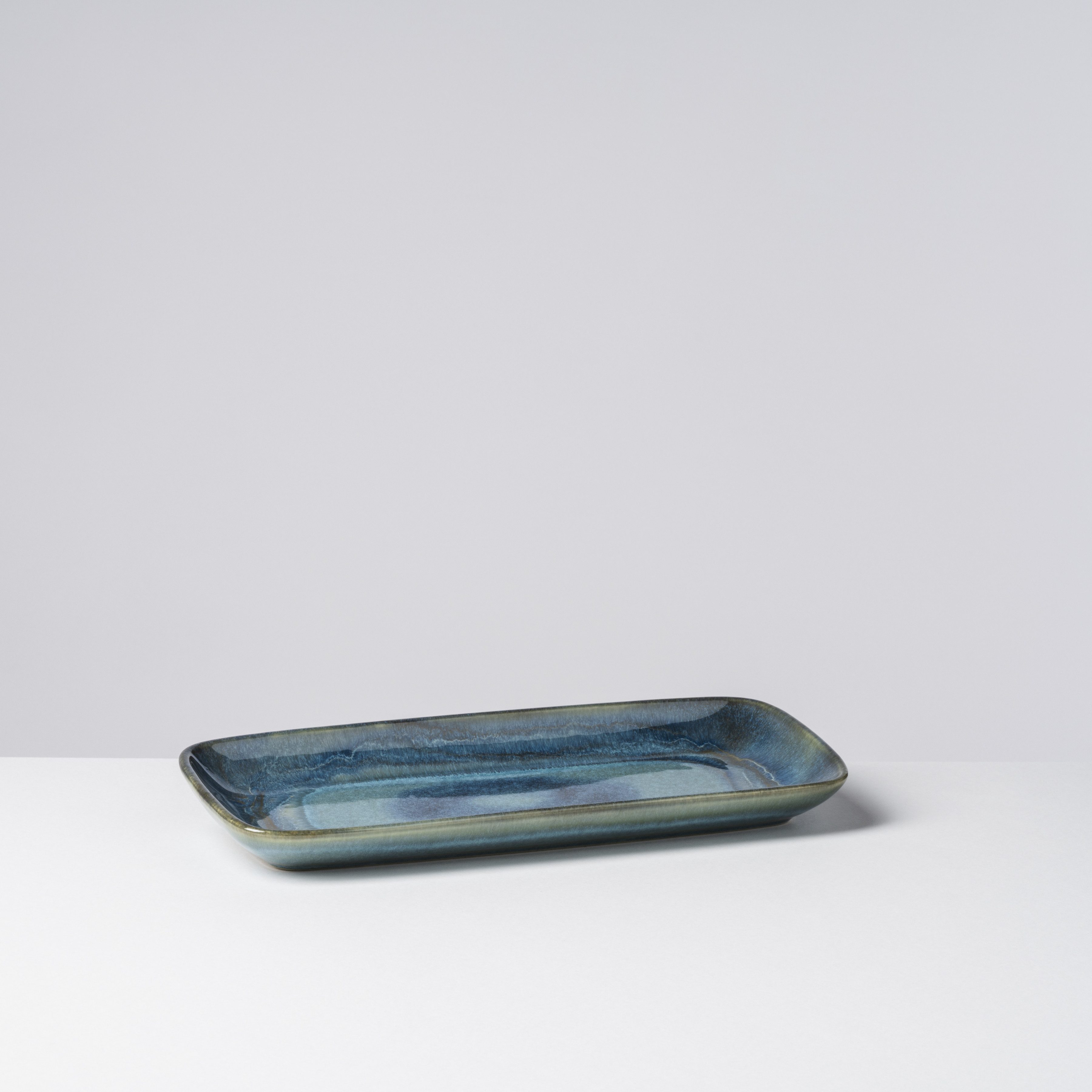 Gipfelstück Servierplatte Tiefer See, Steinzeug, (Set, 4-tlg), Scandi-Style, glänzende Reaktivglasur, jedes Stück ein Unikat