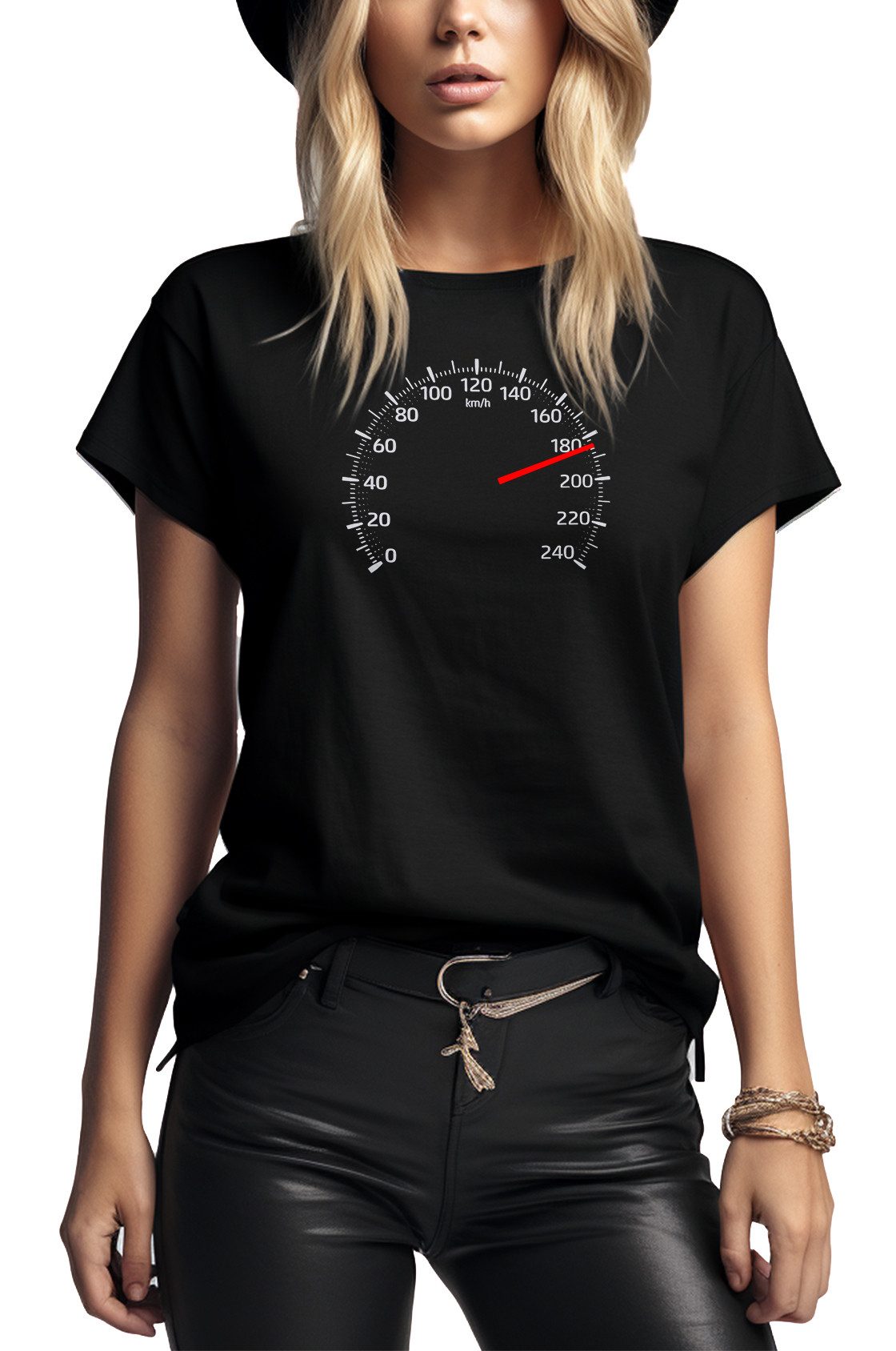 MAKAYA Print-Shirt Damen Top mit Tacho Motiv – Lustiges Geschenk für Autofa günstig online kaufen