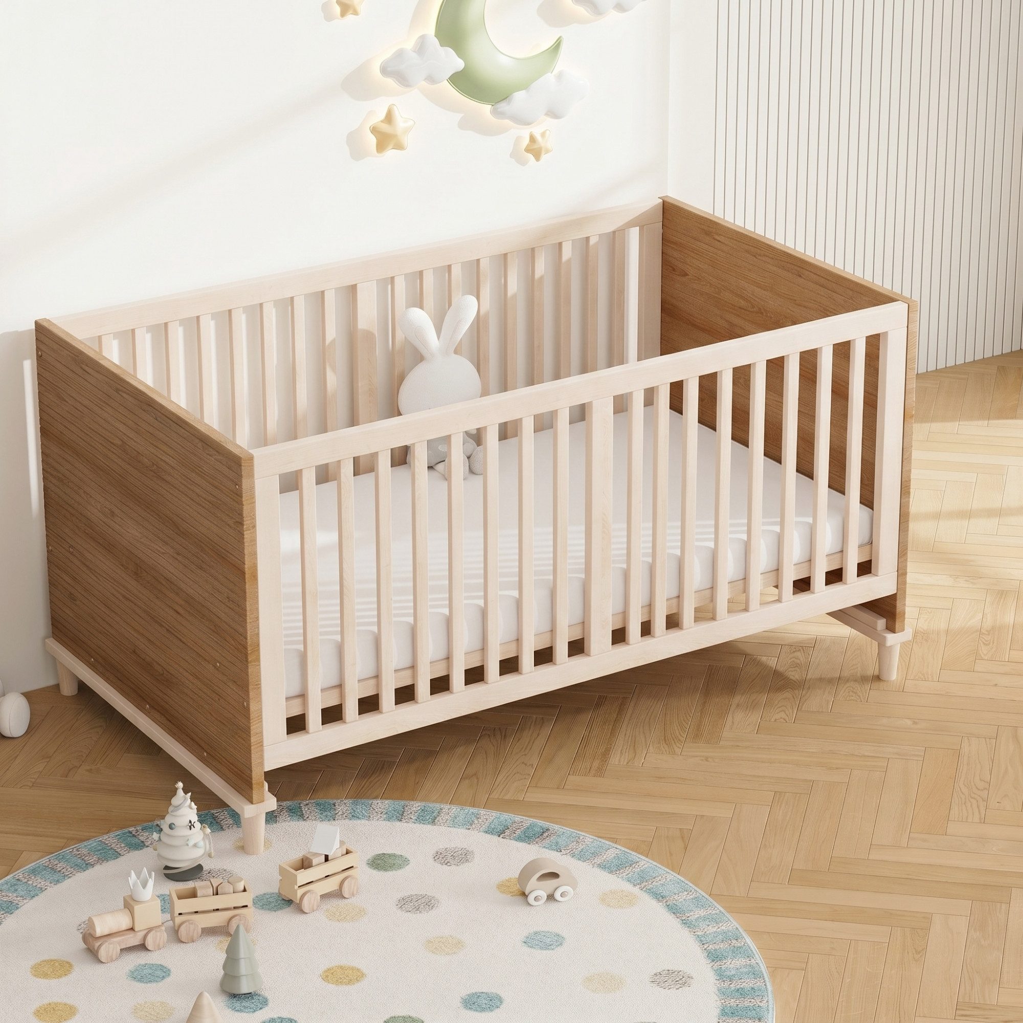 Babybett 70×140 mit Lattenrost Gitterbett Kinderbett mit stabilen Stützbeinen