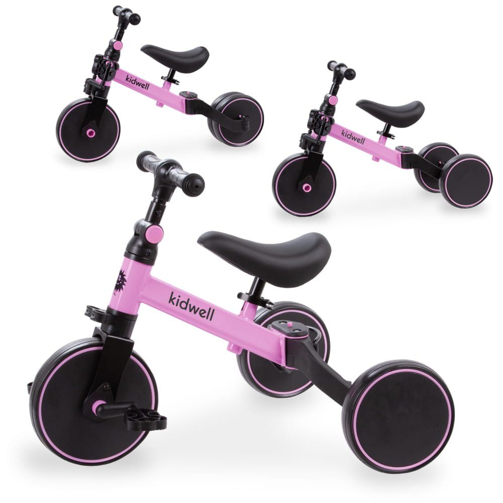 LeNoSa Laufrad 3in1 Dreirad Rutscher • Balance Bike Lauflernrad für Kinder 12M+, Stahlrahmen • klappbare Hinterradgabel
