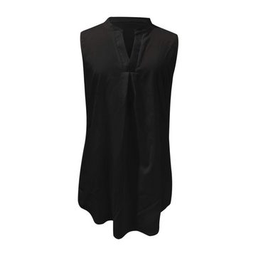 AFAZ New Trading UG Hemdbluse Damen Lang V-Ausschnitt Ärmellose Bluse Lockere Oberteile Shirts