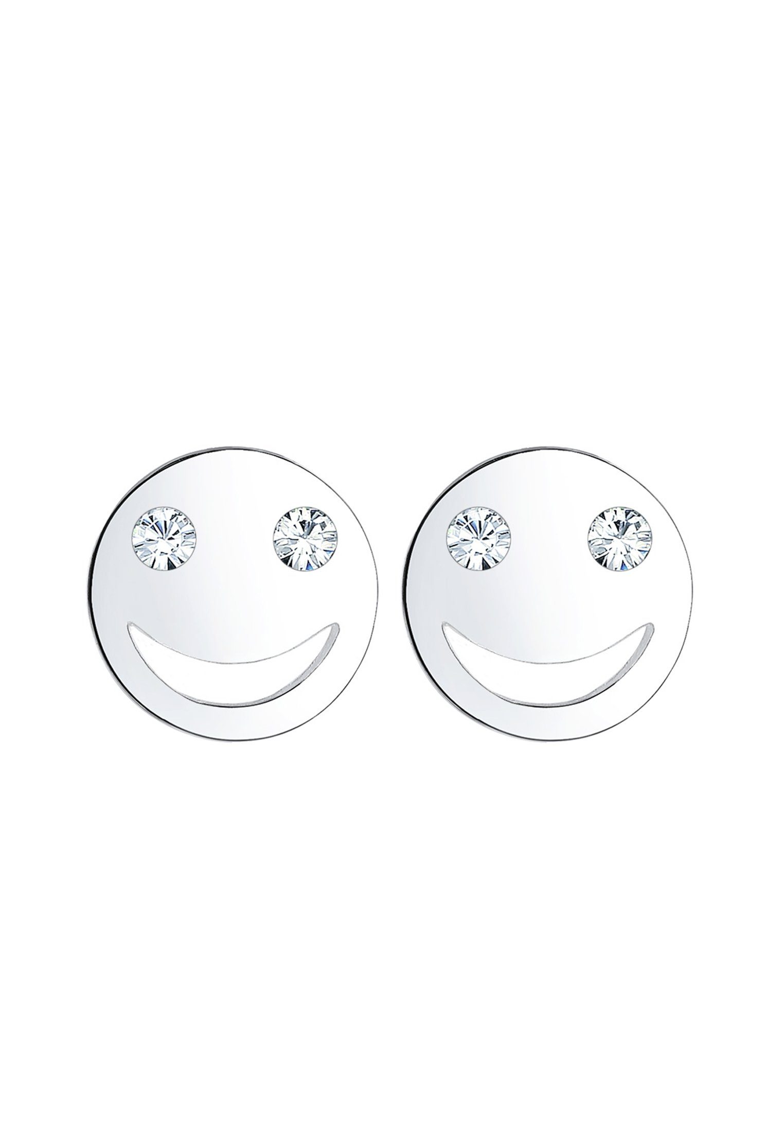 2. Bild von Elli Paar Ohrstecker Smiley Face Emoji Kristalle 925 Silber