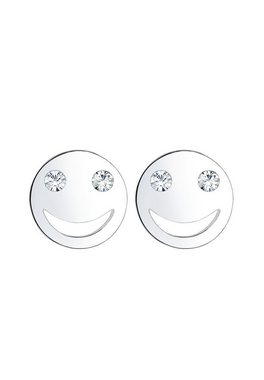 Elli Paar Ohrstecker Smile Face Emoji Kristalle 925 Silber