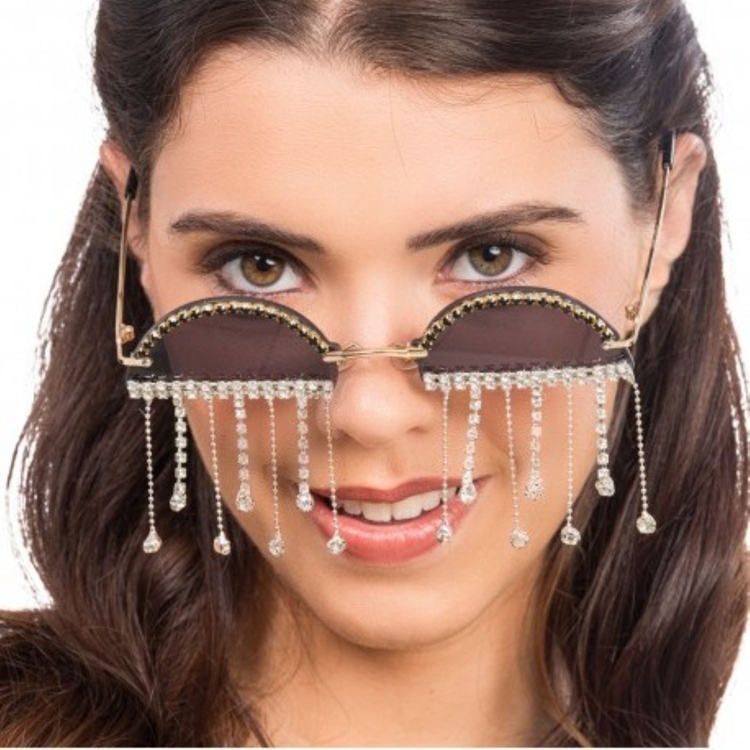 Verkleidungsmaske Brille mit Strass, Festival-Brille