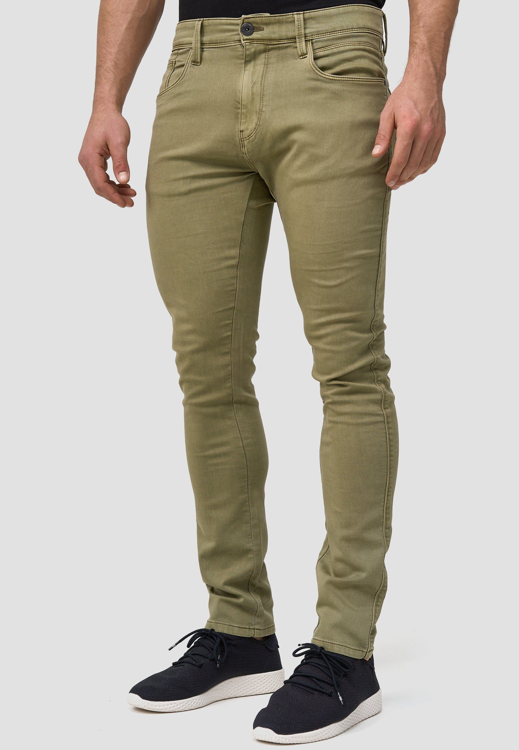 Milos Slim-fit-Jeans Covert Green Indicode